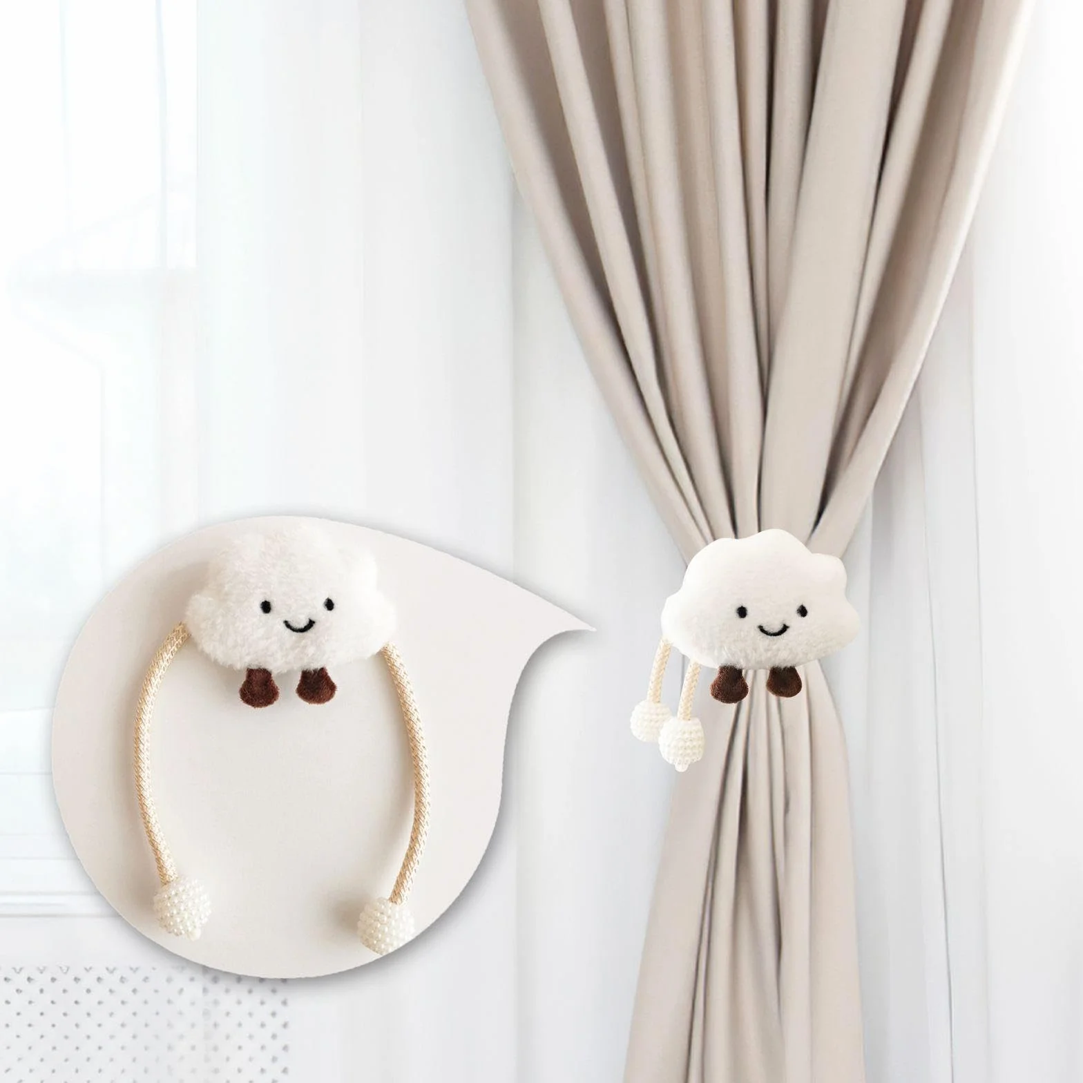 Cinghie per Tende da Nuvola, 2 Pezzi, Decorazione Camera Bambini, Cartone Animato, Accessori