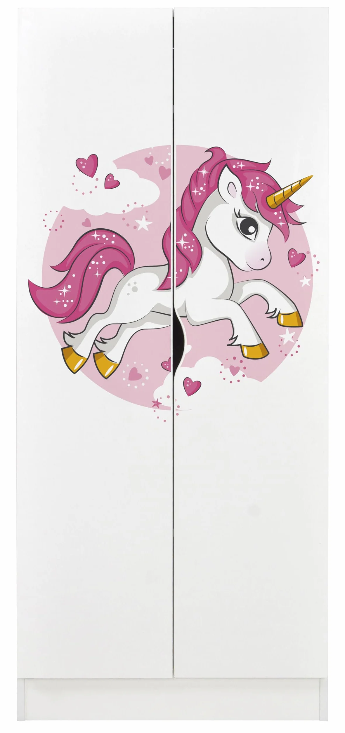 Armadio Bianco Unicorno Rosa per Bambini in Legno 70x42,5x161,5 cm