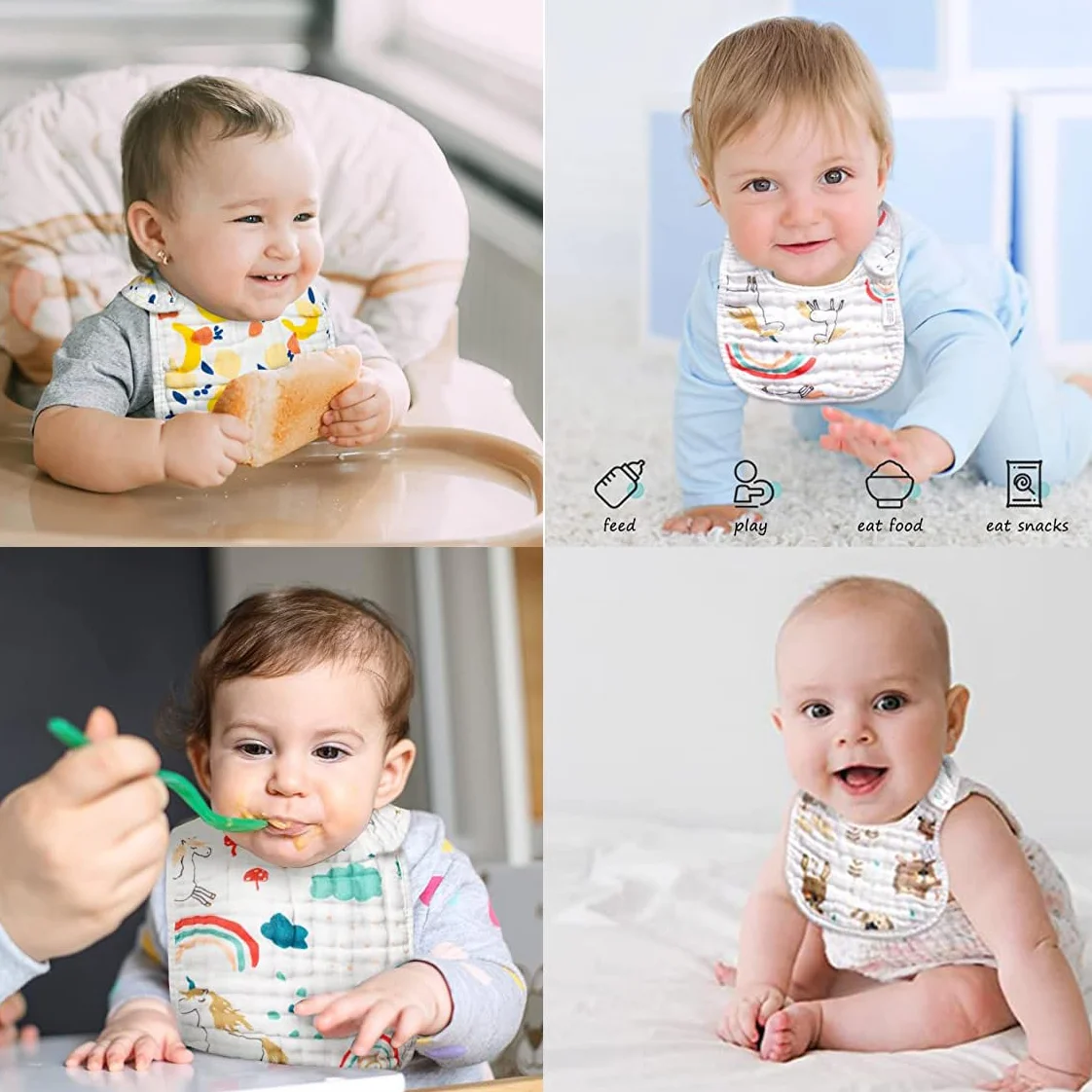 SLOSH Bavaglini Impermeabili Neonato Bandana Cotone Baby Pappa Morbidi Assorbenti Burp Lavabile
