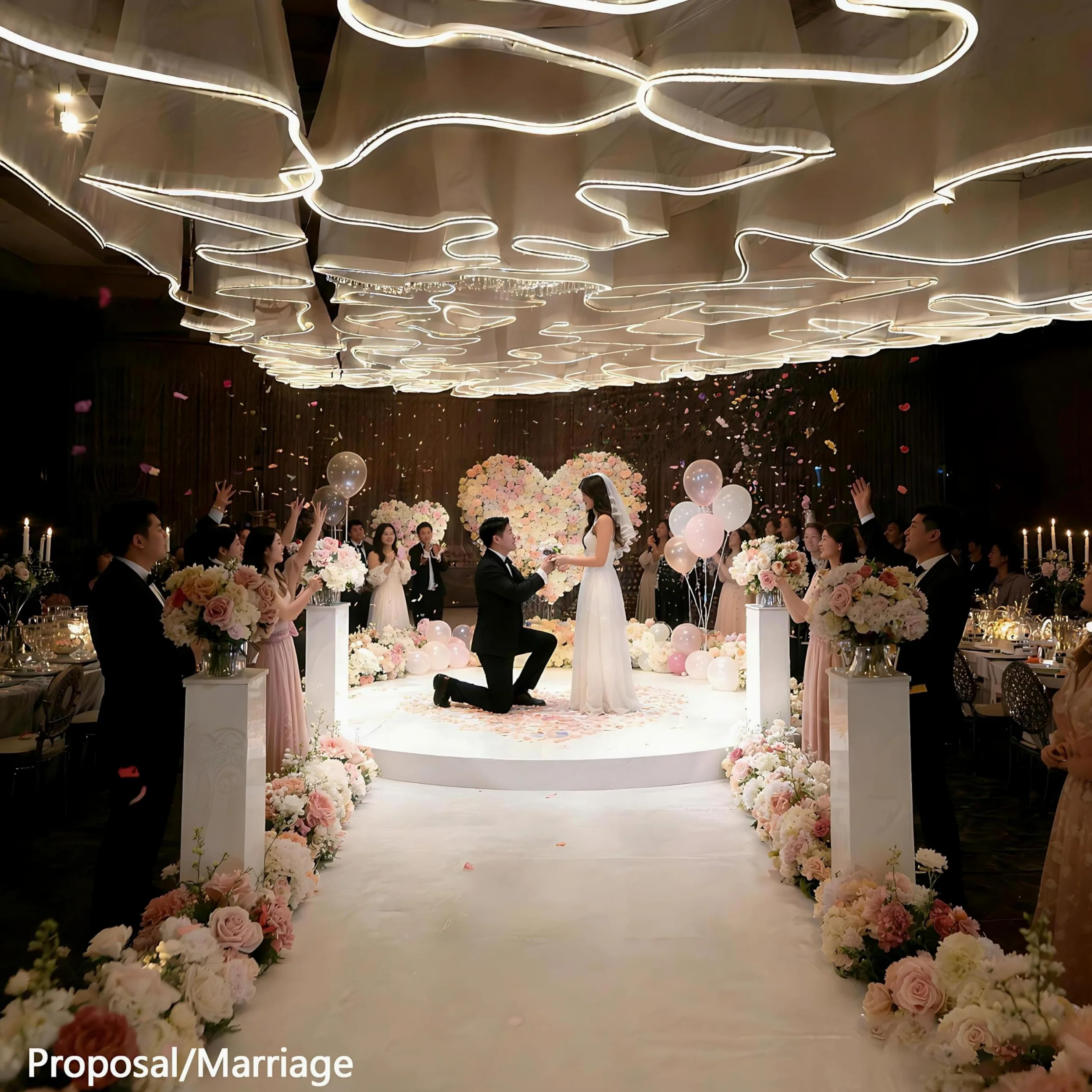 Tenda da soffitto per matrimoni, lunghezza 100 m, 5 sezioni, perfetta per feste, compleanni, proposte e matrimoni, illuminazione elegante, decorazione romantica