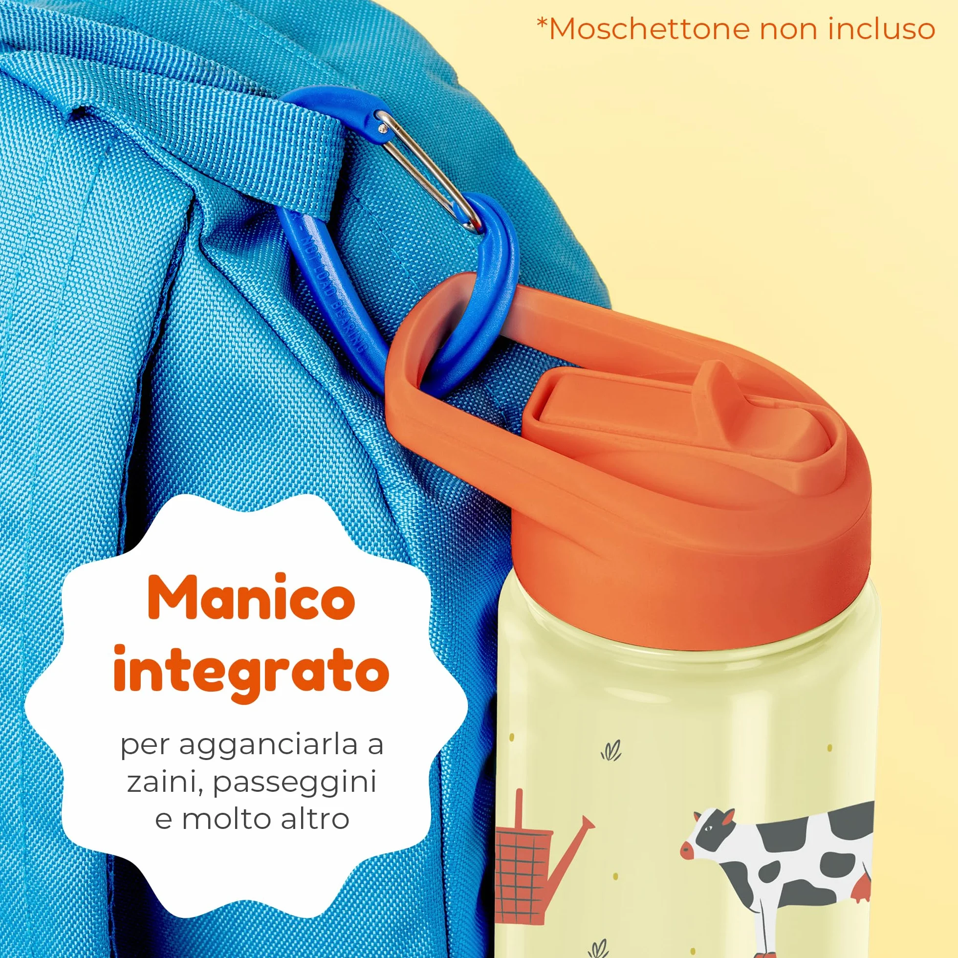 Borraccia Bambini con Cannuccia 400 ml BOZ, Termica, Lavabile in Lavastoviglie, BPA Free, Antigraffio