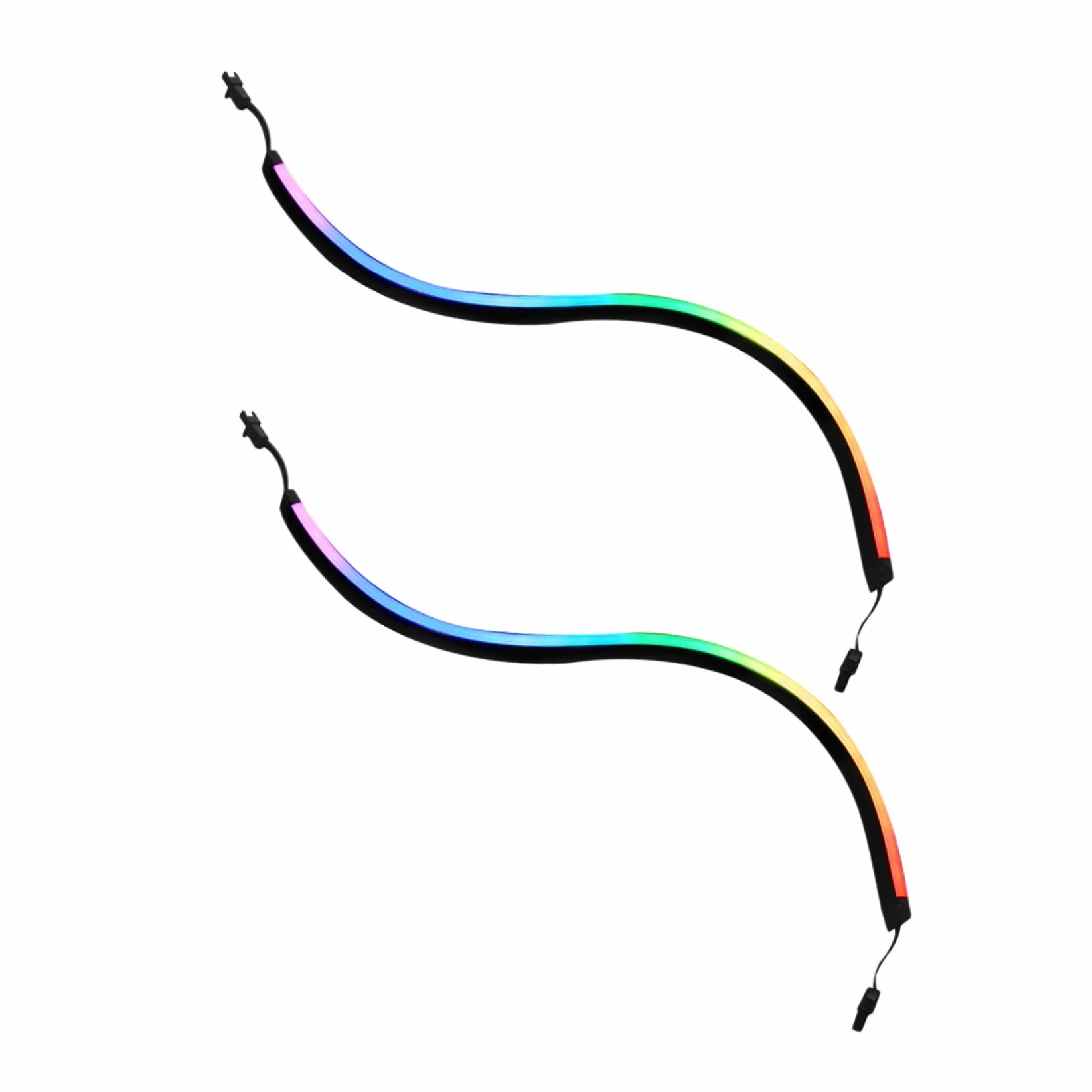 DOITOOL Barra Luminosa Rgb per Computer 5v 400mm, 2 Pezzi Argb | Nero Abs, 28 LED e Connettore 3 Pin, Adesivi Inclusi per Installazione Interna
