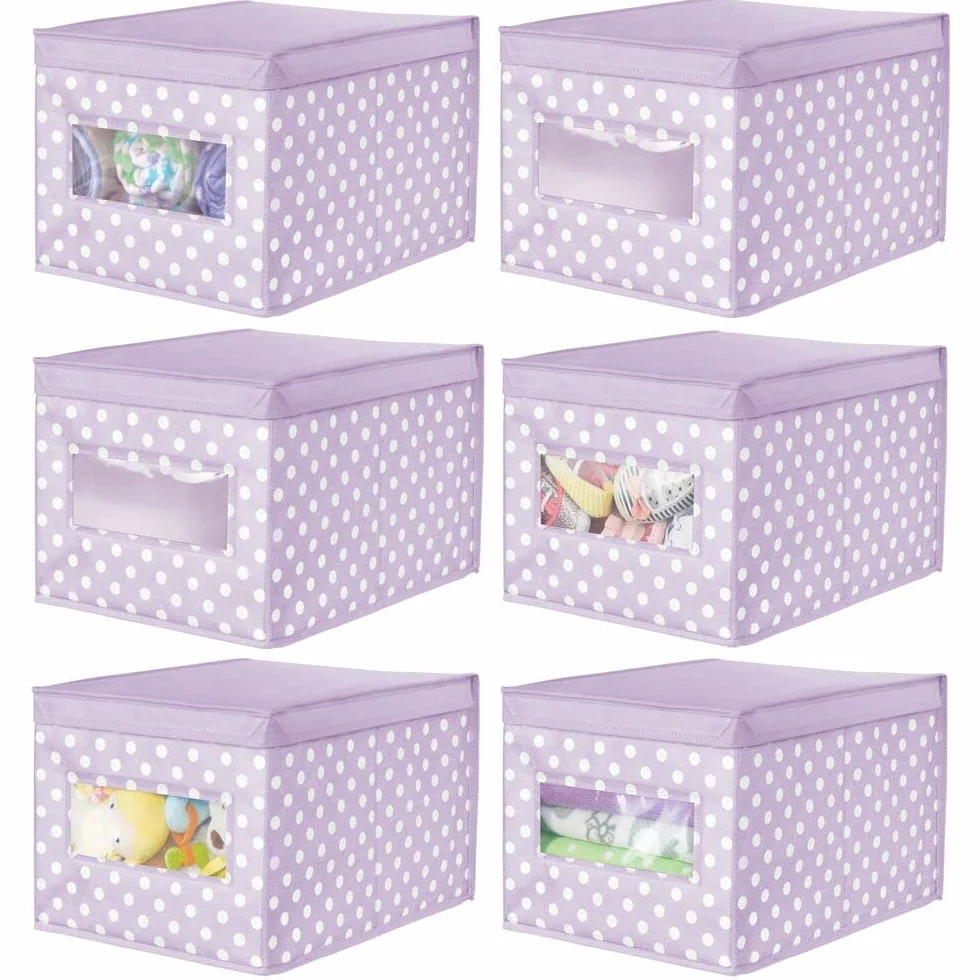 mDesign Set di 6 contenitori in tessuto – Scatola impilabile per riporre vestiti o scarpe – Viola