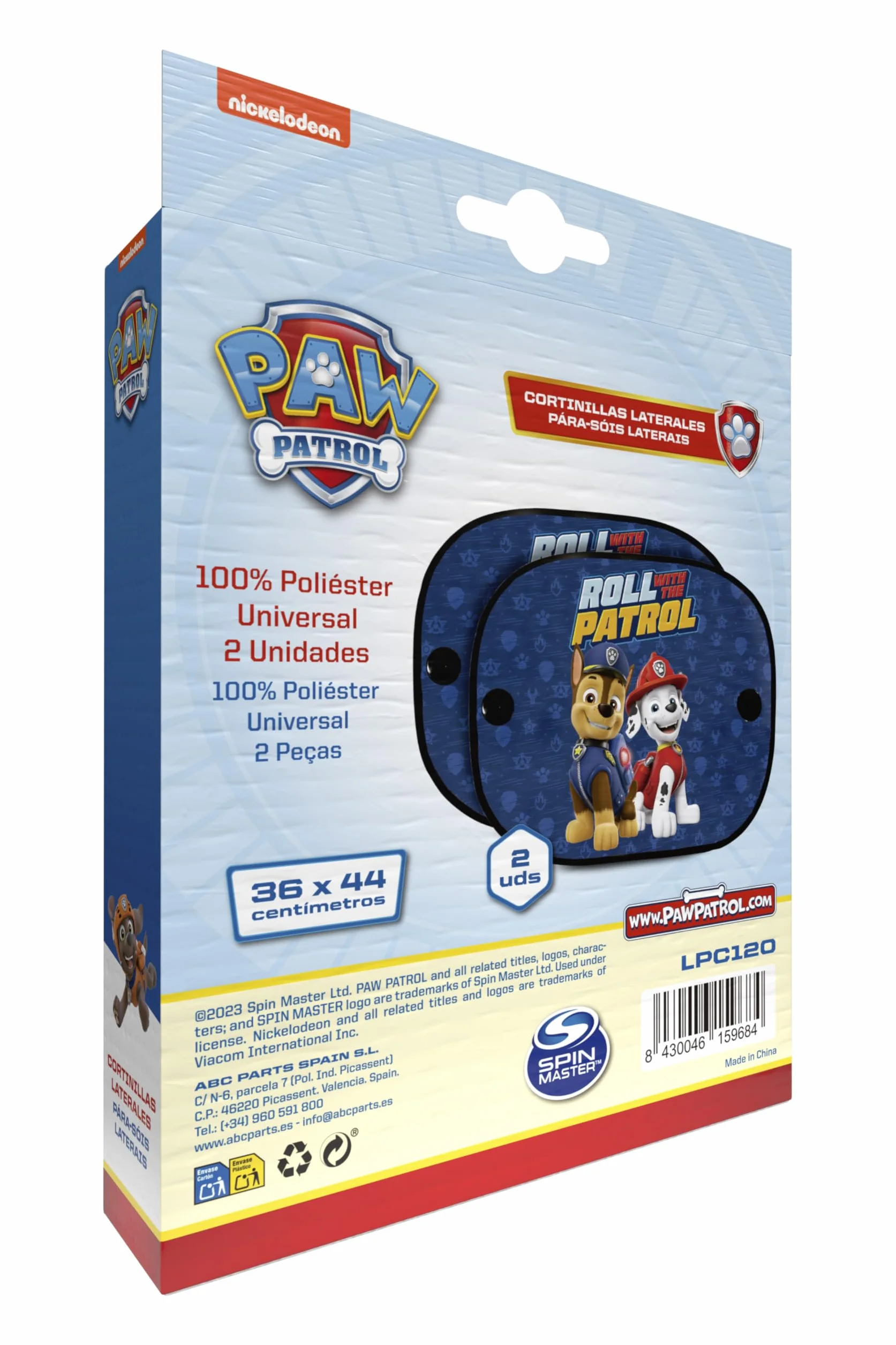 Paw Patrol zasłony boczne mikroperforowane Chase Marshall ochrona przeciwsłoneczna 2 sztuki
