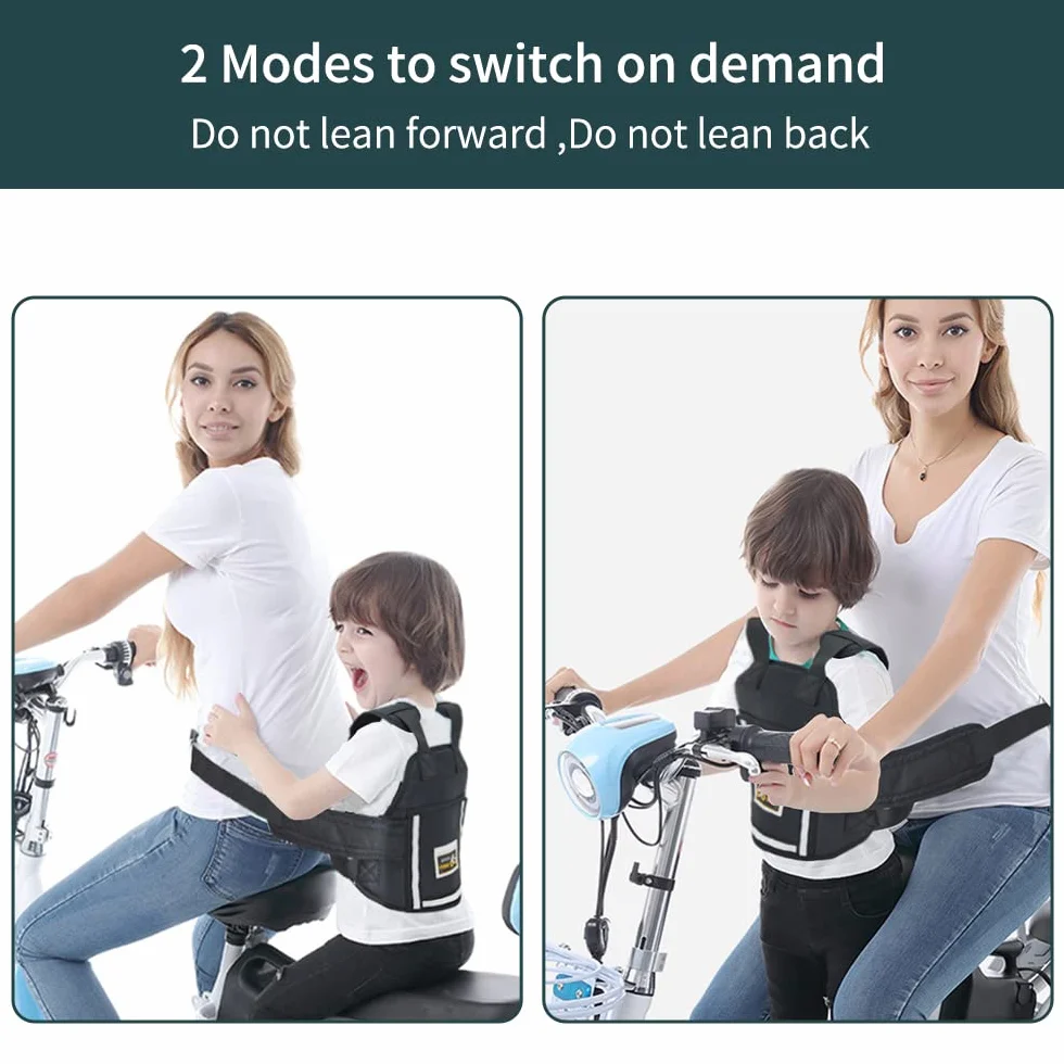 Jolik Cintura Moto Bambini Regolabile con Tasca, Materiale Traspirante Riflettente Nero