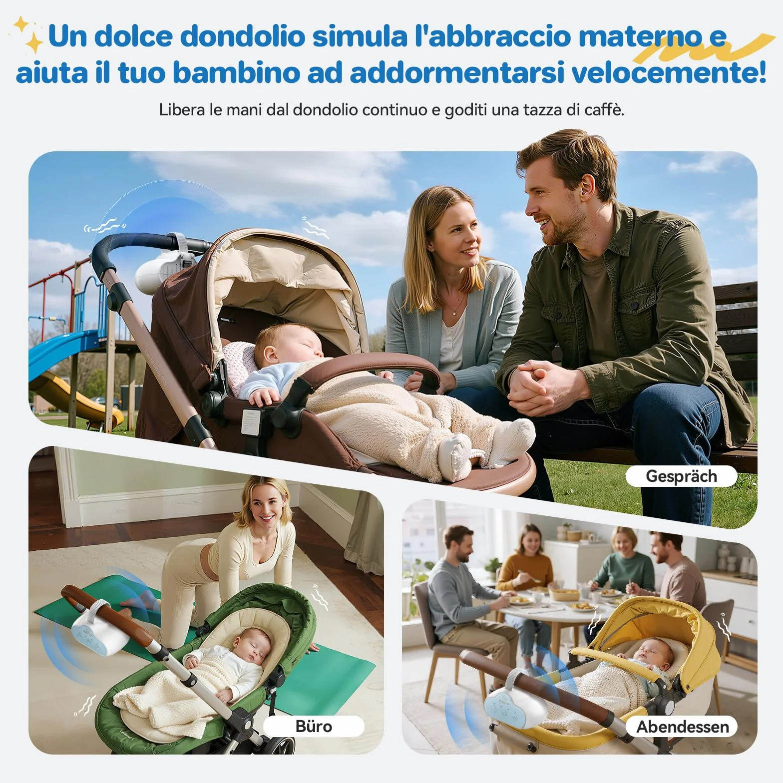 Robofun Passeggino Rocker Originale Dispositivo Automatico per Cullare con Timer Universale