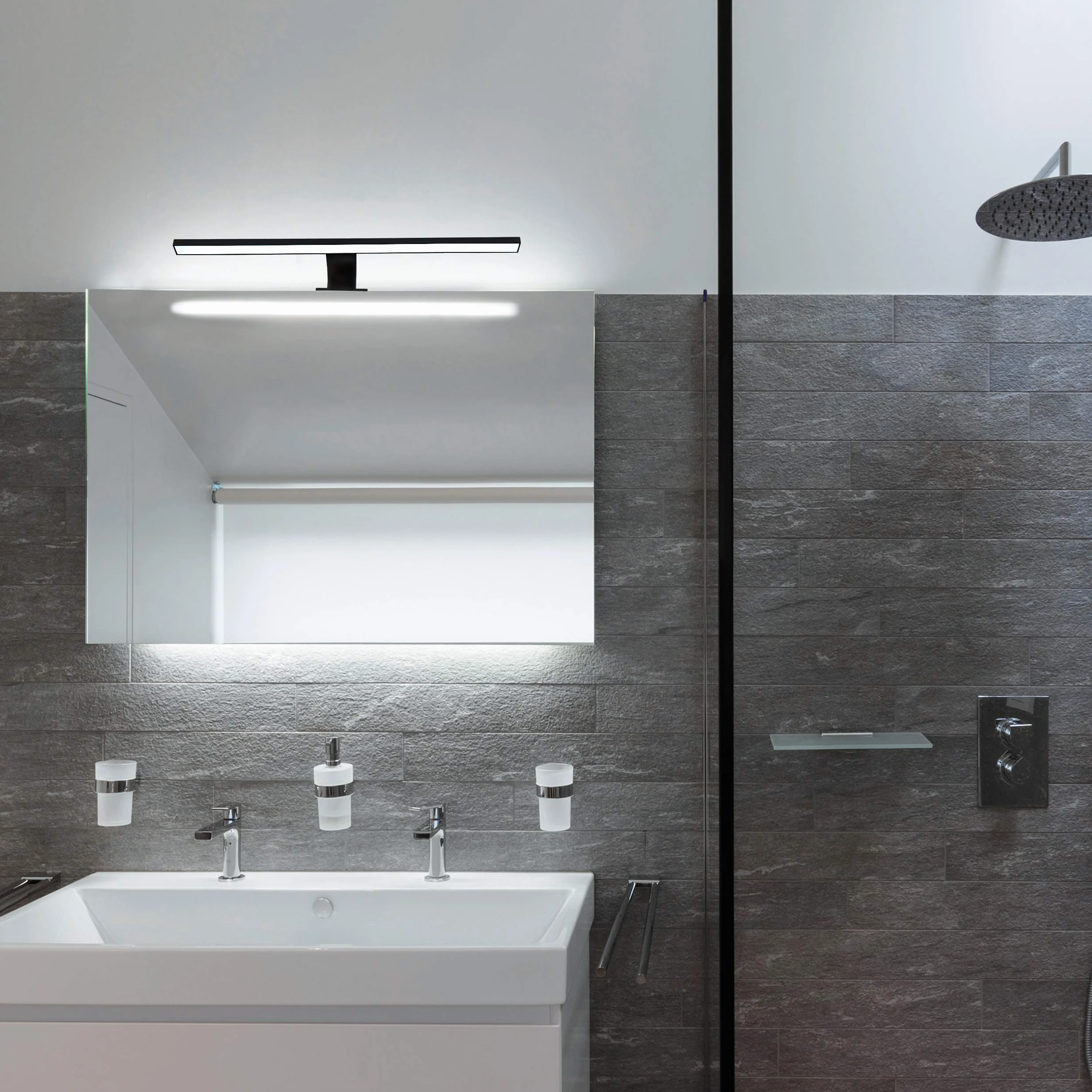 B.K.Licht Luce da specchio LED, luce bianca neutra 4000K, larghezza 60 cm, luce per bagno, lampada per trucco, lampada per bagno, lampada da specchio, 8 W, 780 Lm, 230 V, IP44