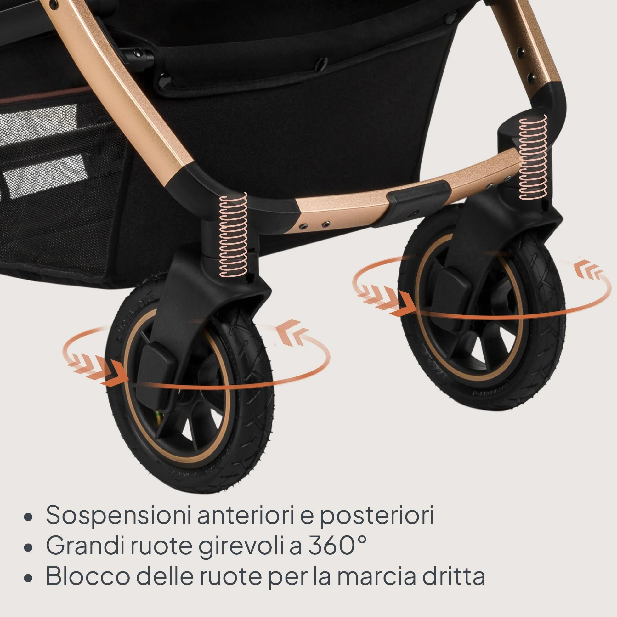 LIONELO Amber Passeggino Trio 3-in-1 0-22 kg Pieghevole Regolabile Ruote Grandi Cappotina XXL