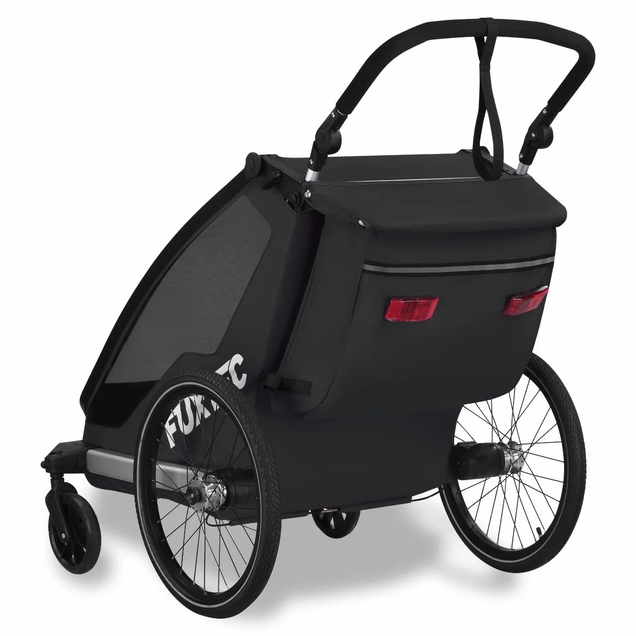 Fuxtec FX-FA1 Carrello rimorchio per Bici Sportfux 2 Posti, Pieghevole con Protezione Pioggia e Sole