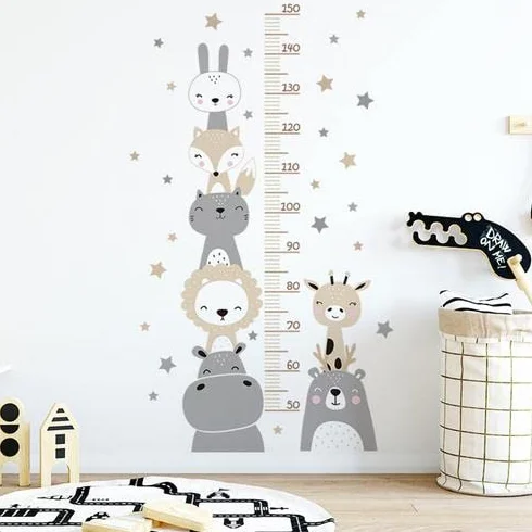 Adesivi Murali Metri Da Parete Altezza Grafico Animali Bambini Rimovibile Misurare Cameretta DIY