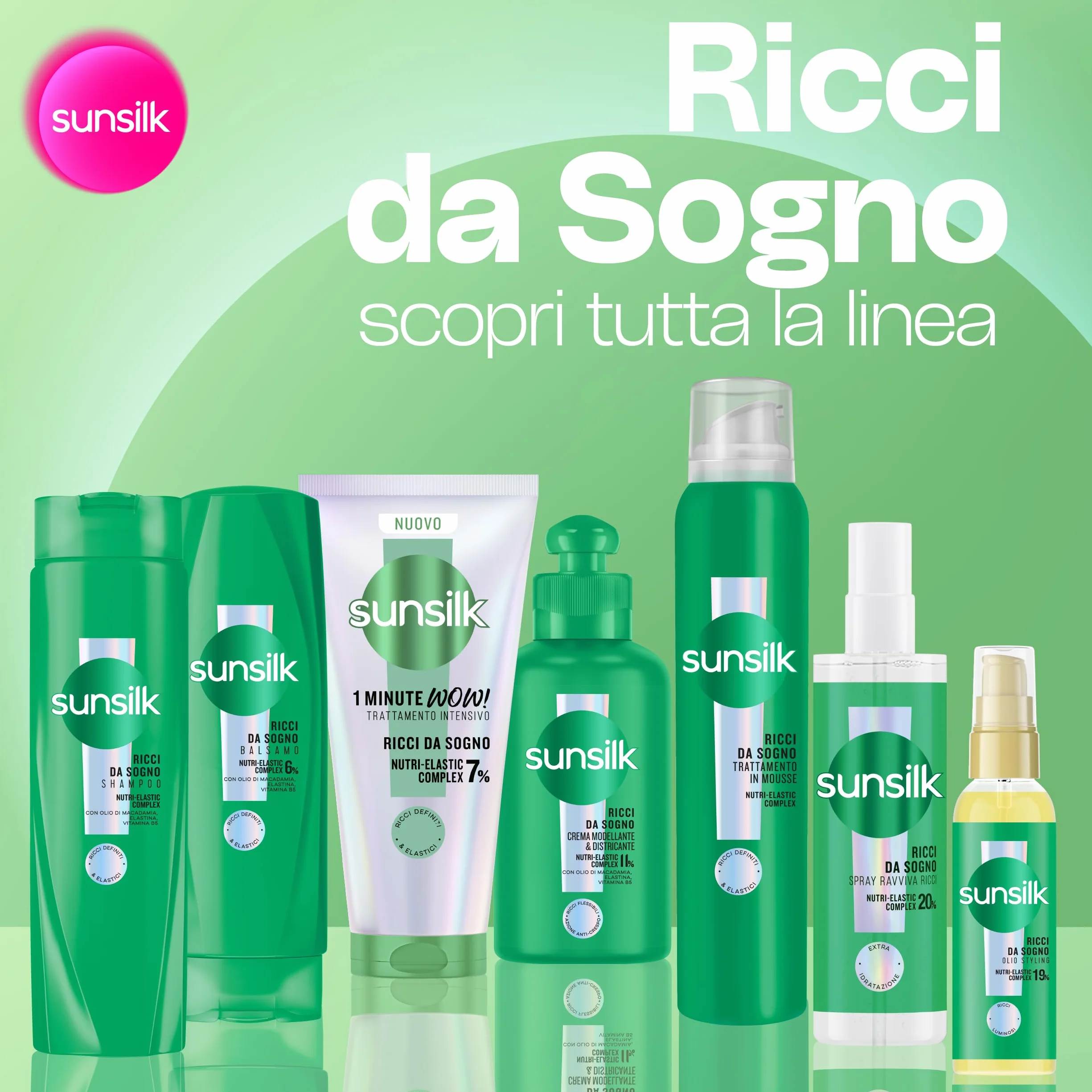 Sunsilk Shampoo Ricci da Sogno 250ml per Capelli Ricci Definiti ed Elastici con Olio di Macadamia, Elastina e Vitamina B5
