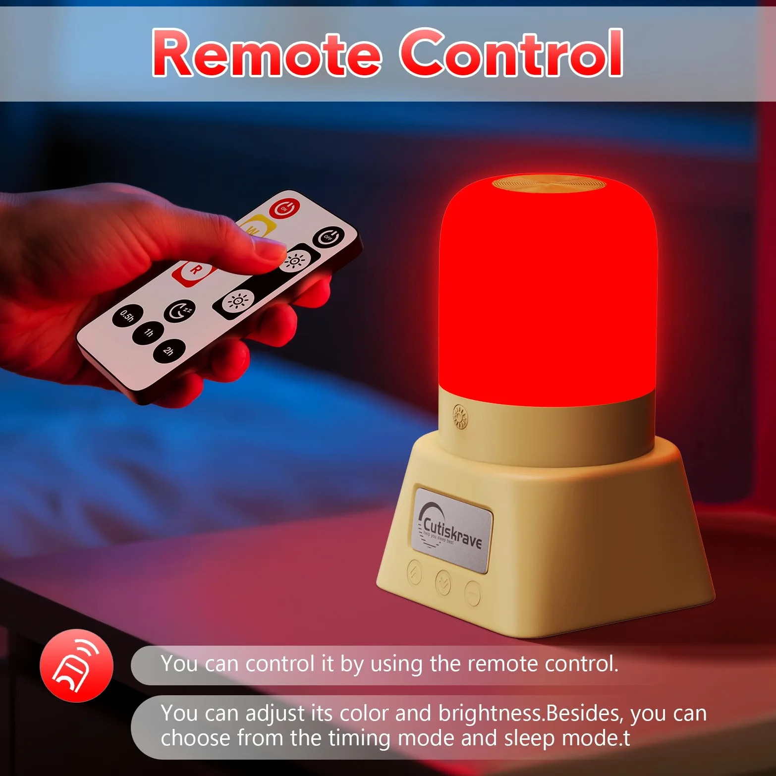 Lampada notturna a luce rossa per dormire, lampada da scrivania con lunghezza d'onda 670 nm, telecomando touch, luce rossa per dormire, sostenuta dalla scienza, per rilassamento profondo, viaggi