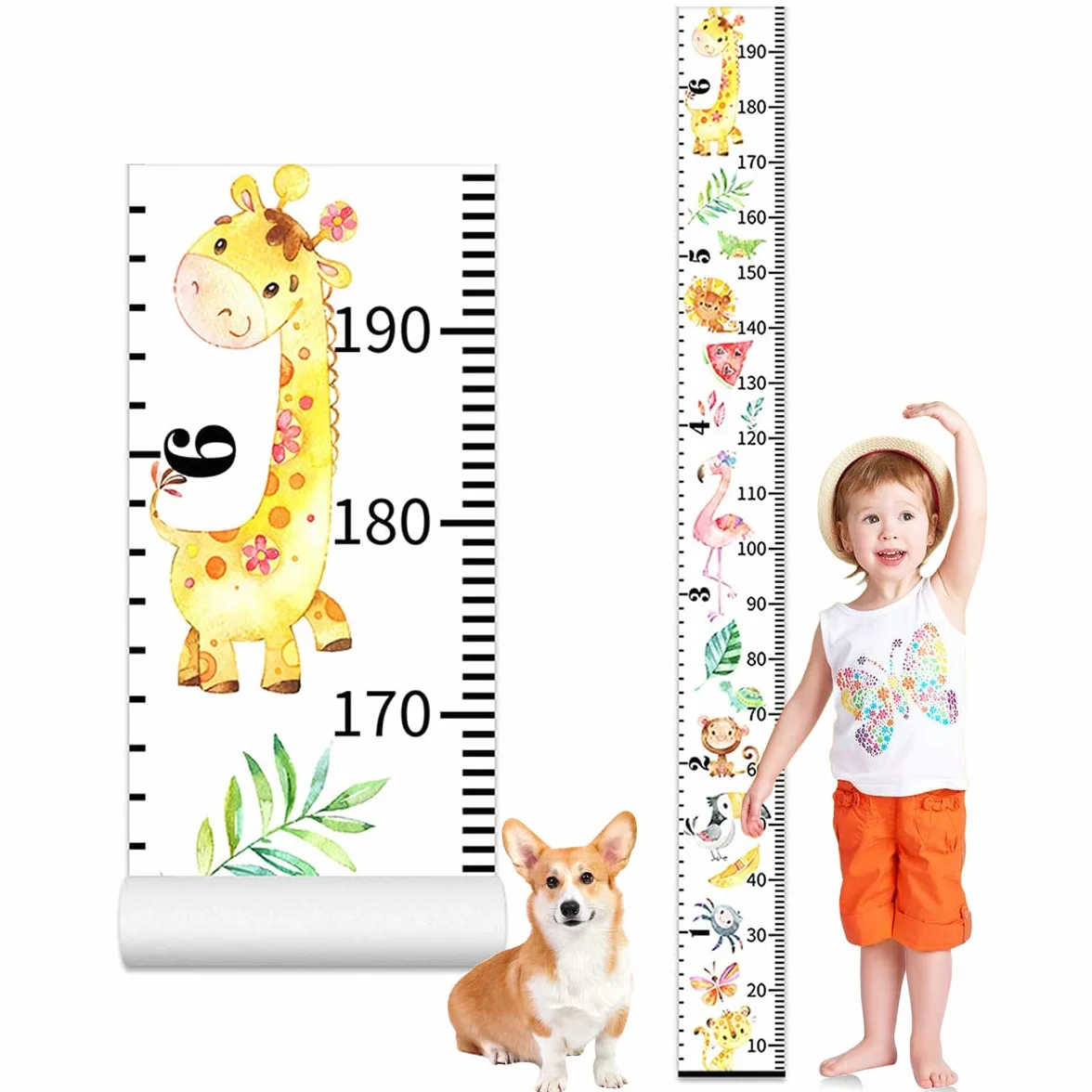 Misura Bambini Parete Rimovibile Legno 20x200 cm Grafico Crescita Altezza Decorazione Murale Vivaio