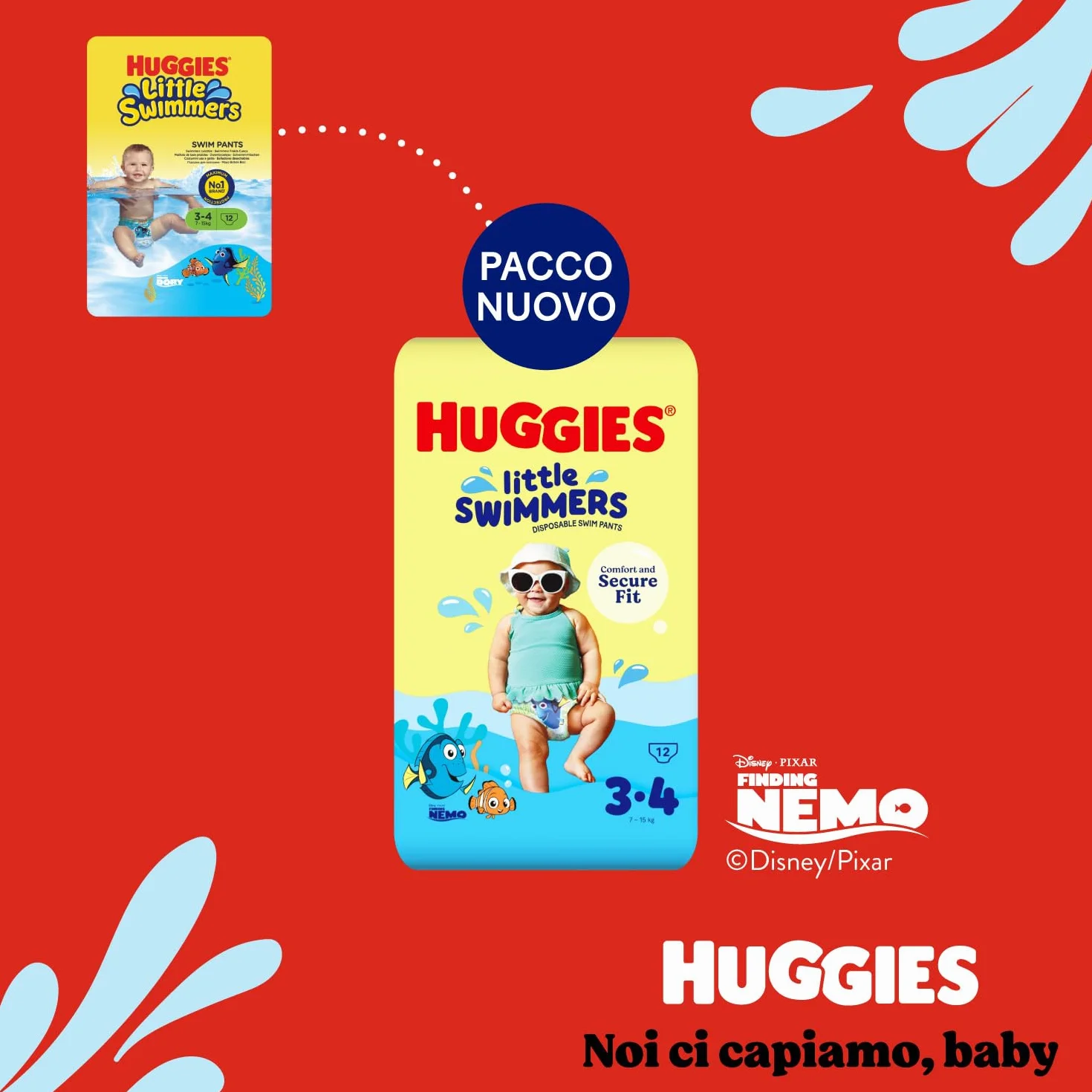 Huggies Little Swimmers Pannolini Taglia 3-4 (7-15 kg) Pannolino Costumino Design Disney 20 Pz