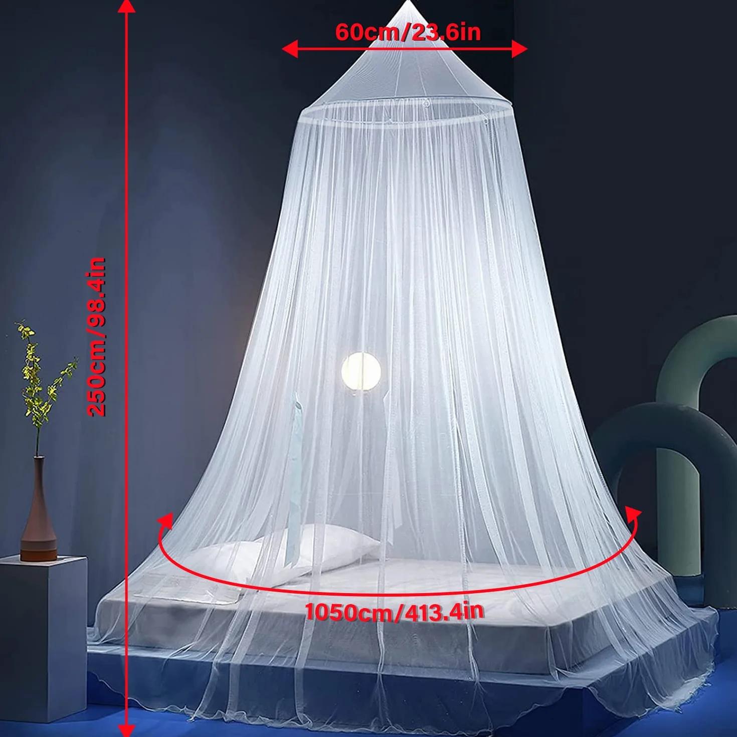 Baldacchino per letto Zanzariera 0.6x2.5x10.5m Bianco Universale Cupola