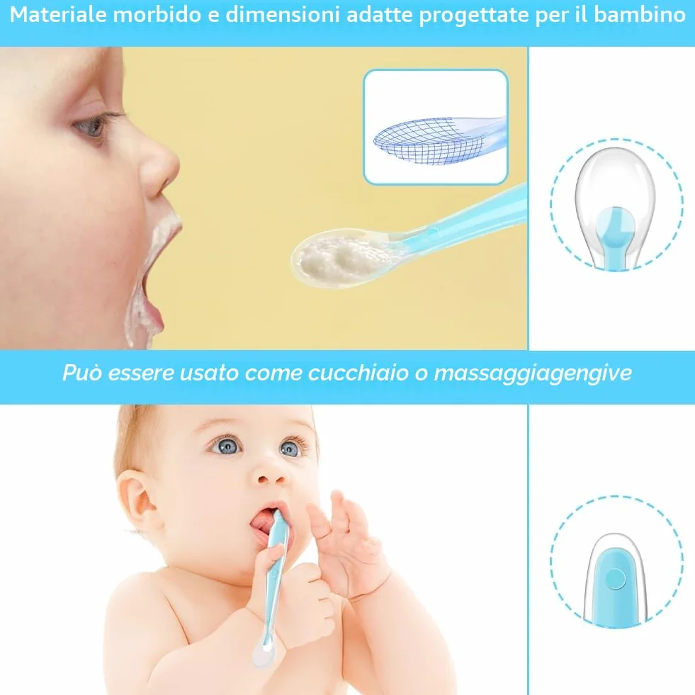 Cucchiaio Svezzamento Silicone Senza BPA 5 Pezzi Vicloon Lavabili in Lavastoviglie