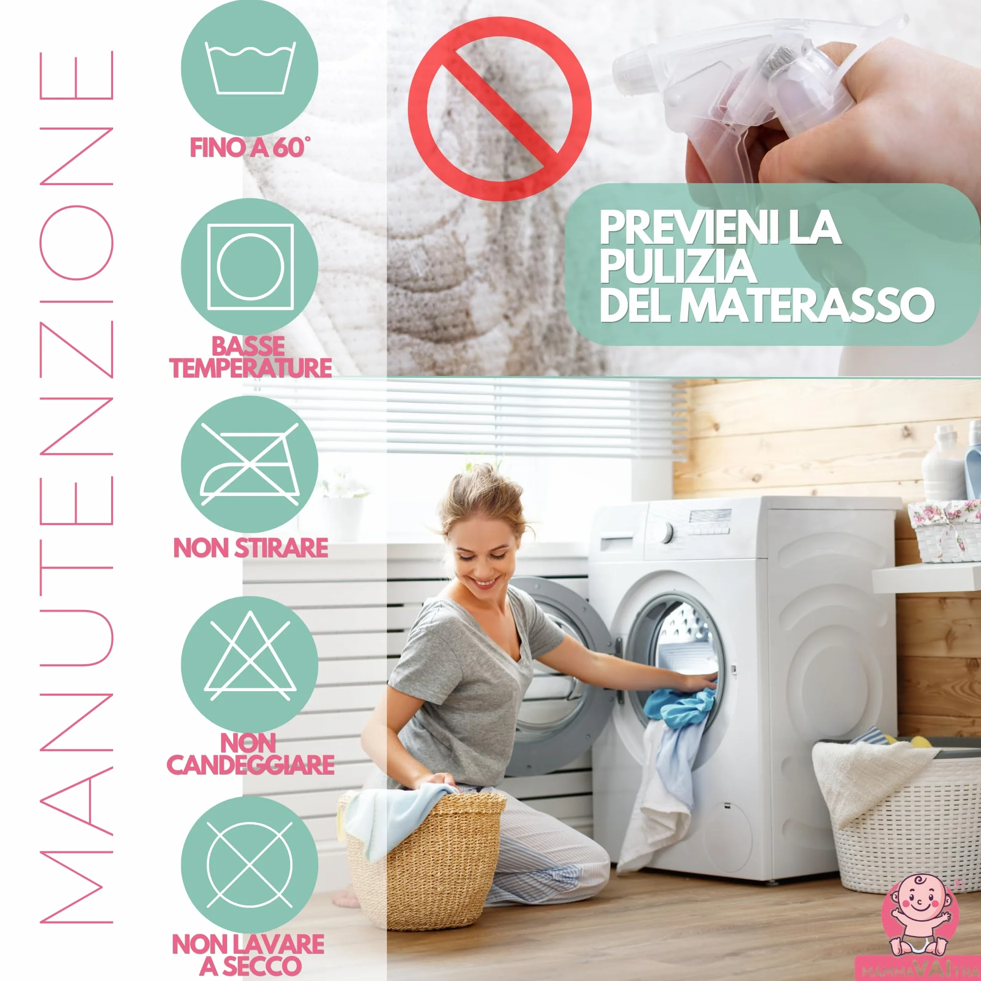 Traversa Impermeabile in Bambù Lavabile 80 x 100 cm Coprimaterasso Lettino Neonato