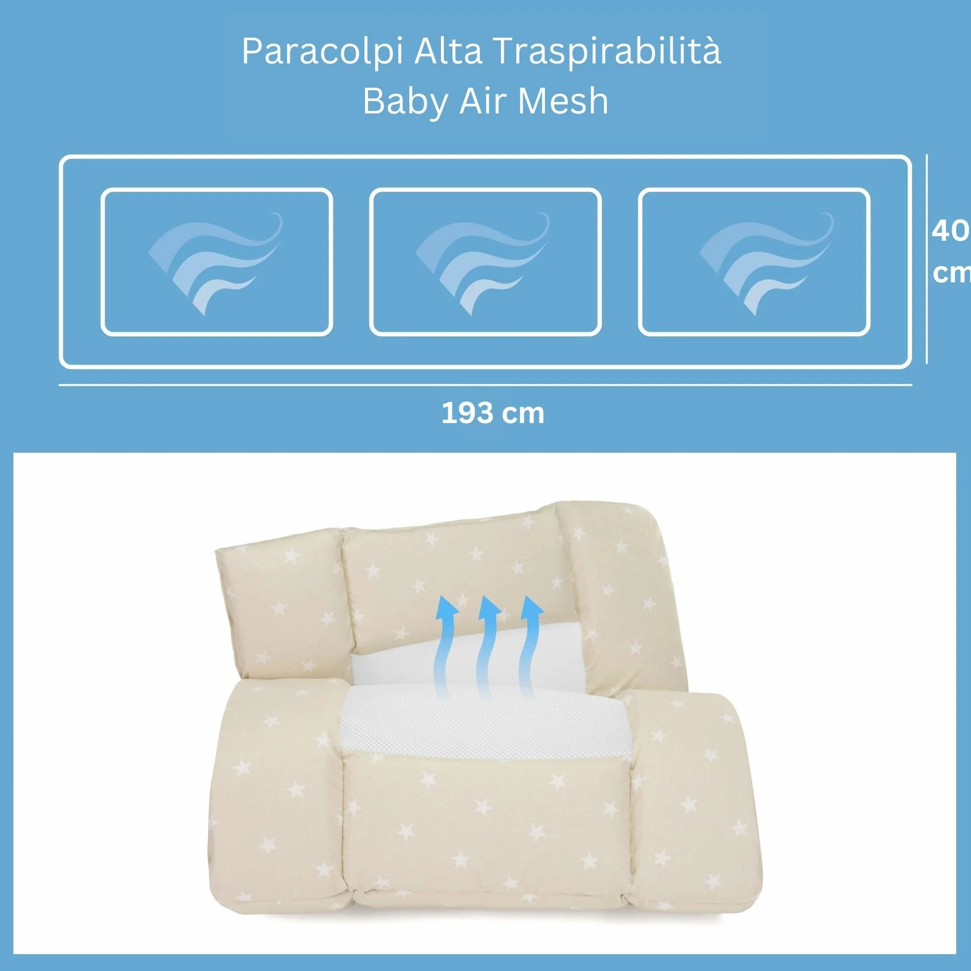 Paracolpi Lettino Ad Alta Traspirazione Baby Air Mesh Fantasia Beige
