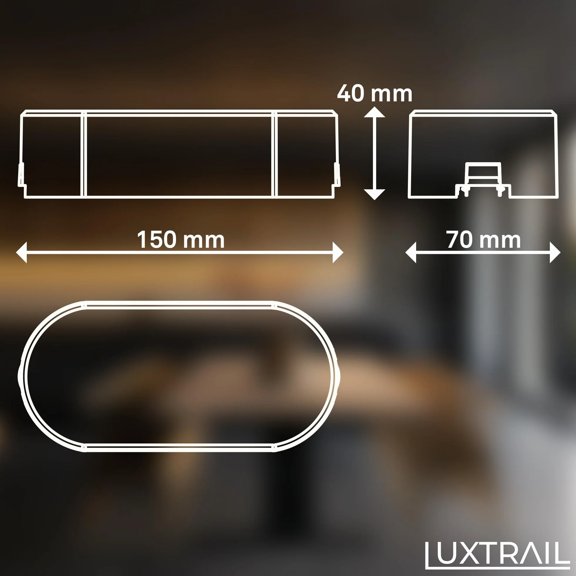 BRILONER - Sistema di binari Luxtrail alimentazione, centro, accessori, componente di estensione, 150 mm, nero