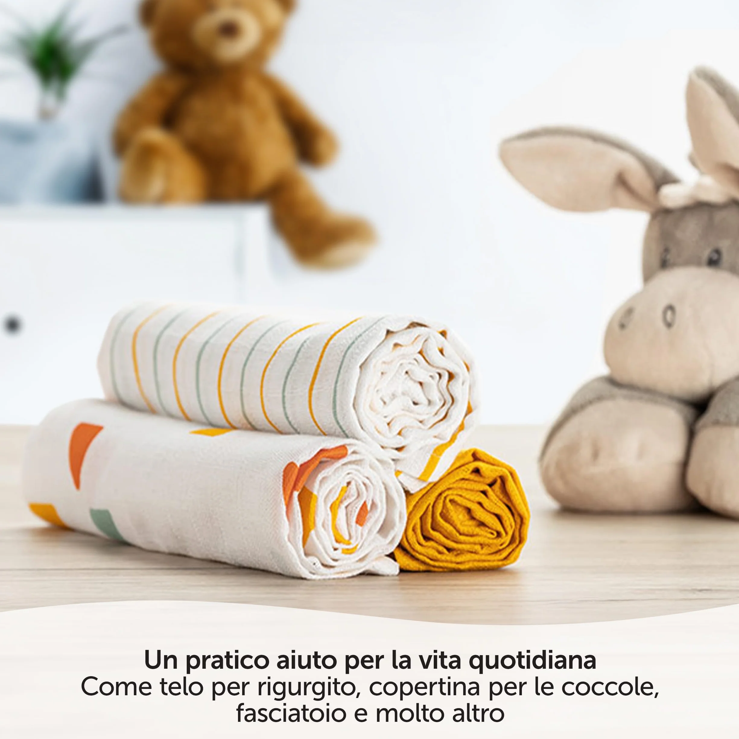 LaLoona pannolini di garza 70x70 cm 100% cotone Oeko-TEX 100 confezione 3 pezzi