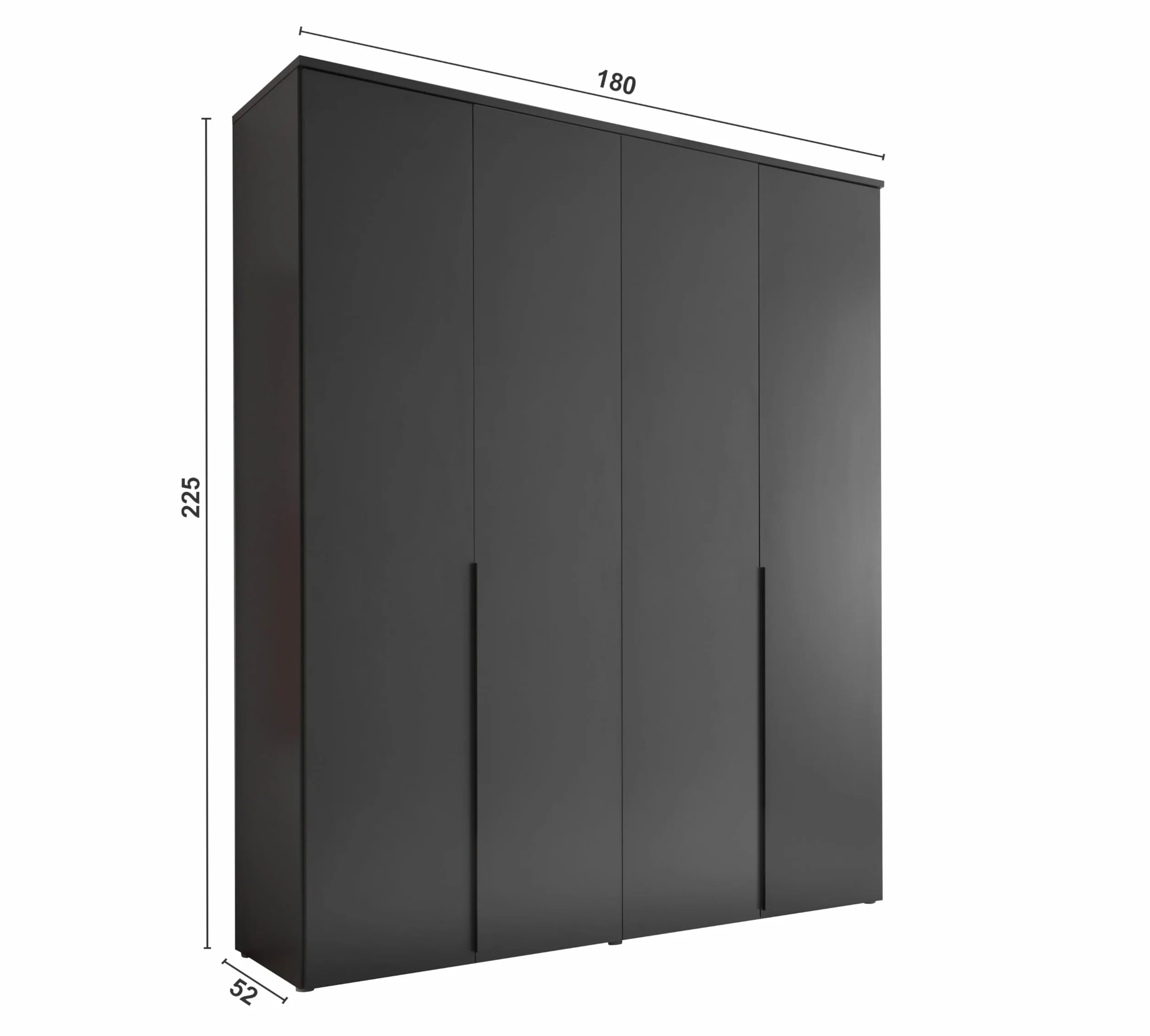 Armadio a 4 ante a battente bianco opaco 180x225x52cm per camera da letto ingresso