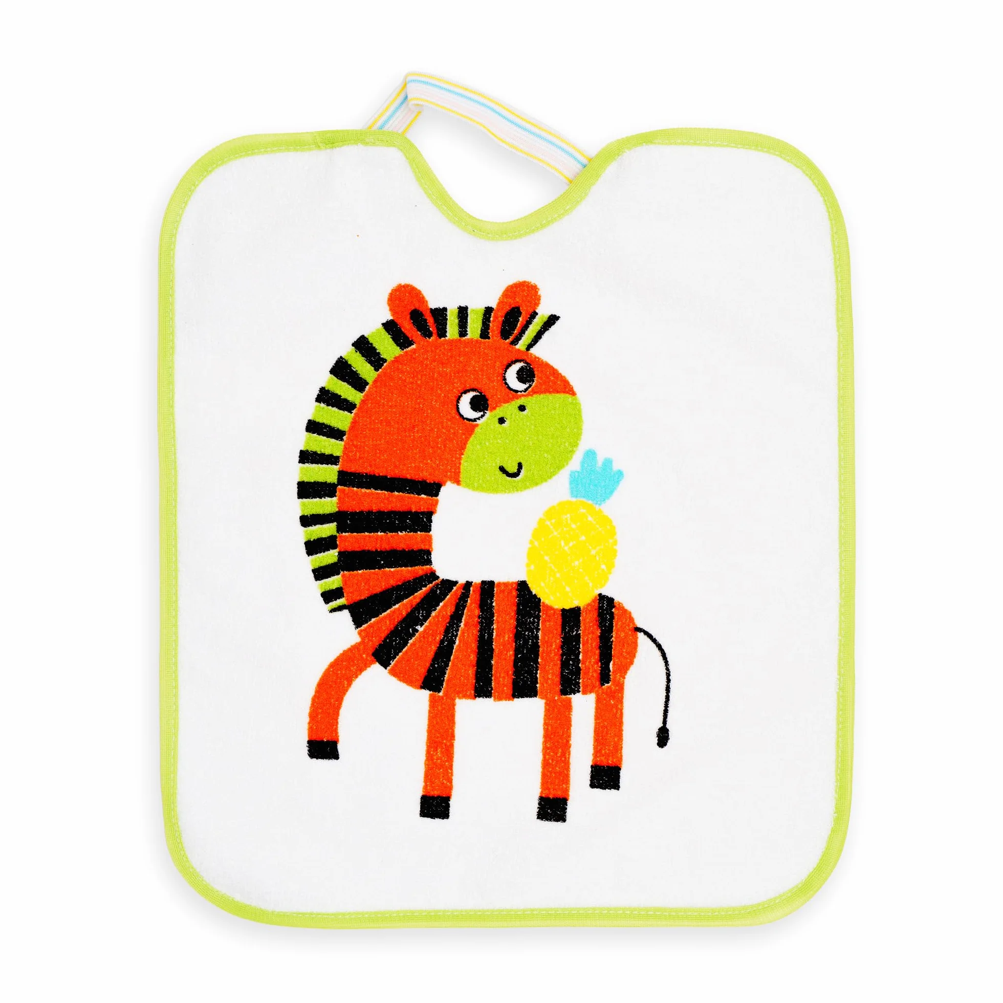 Set di 4 Bavaglini Asilo con Elastico per Bambini Impermeabili Assorbenti 73% Cotone 27% Poliestere 32x28 cm