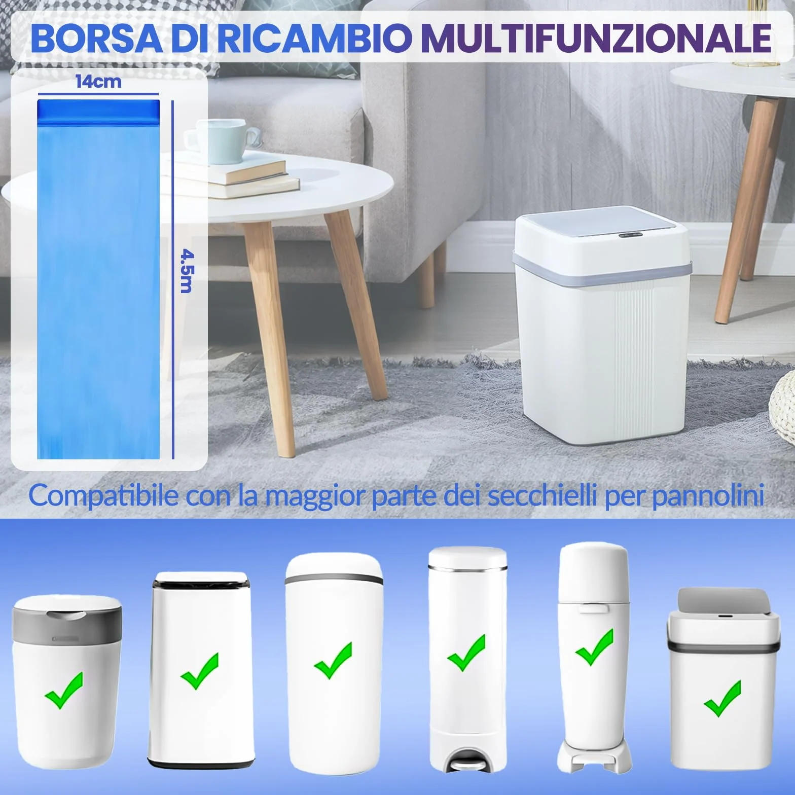 Sacchetti Mangiapannolini Antiodore Inodore Addensata 21 Pezzi Compatibili con Maialino Foppapedretti Tommee Tippee Twist & Click Simplee Tec Litter Locker