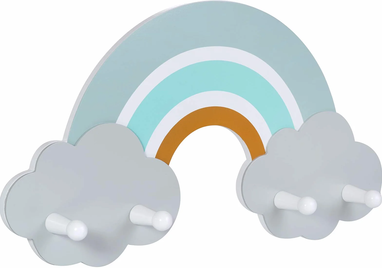 Kindsgut Appendiabito da Parete in Legno per Bambini, 4 Appendini, Multicolore, Finn