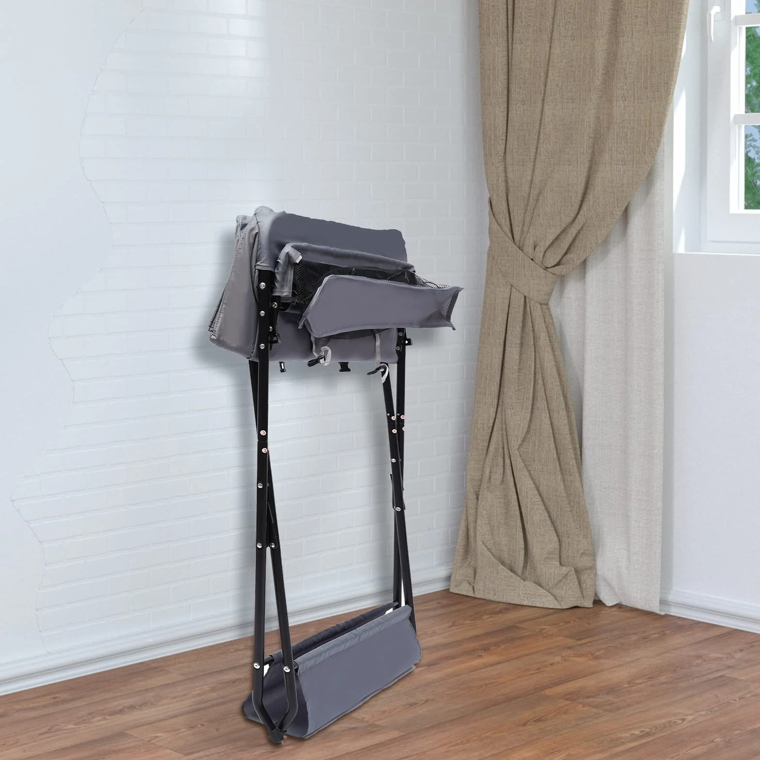 Fasciatoio portatile pieghevole per neonati con cintura di sicurezza 80x63x96 cm