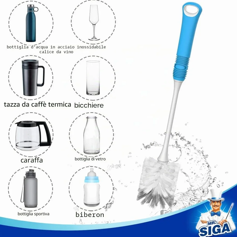 MR.SIGA Spazzola per Bottiglie con Manico Lungo - Testa 5.5 cm