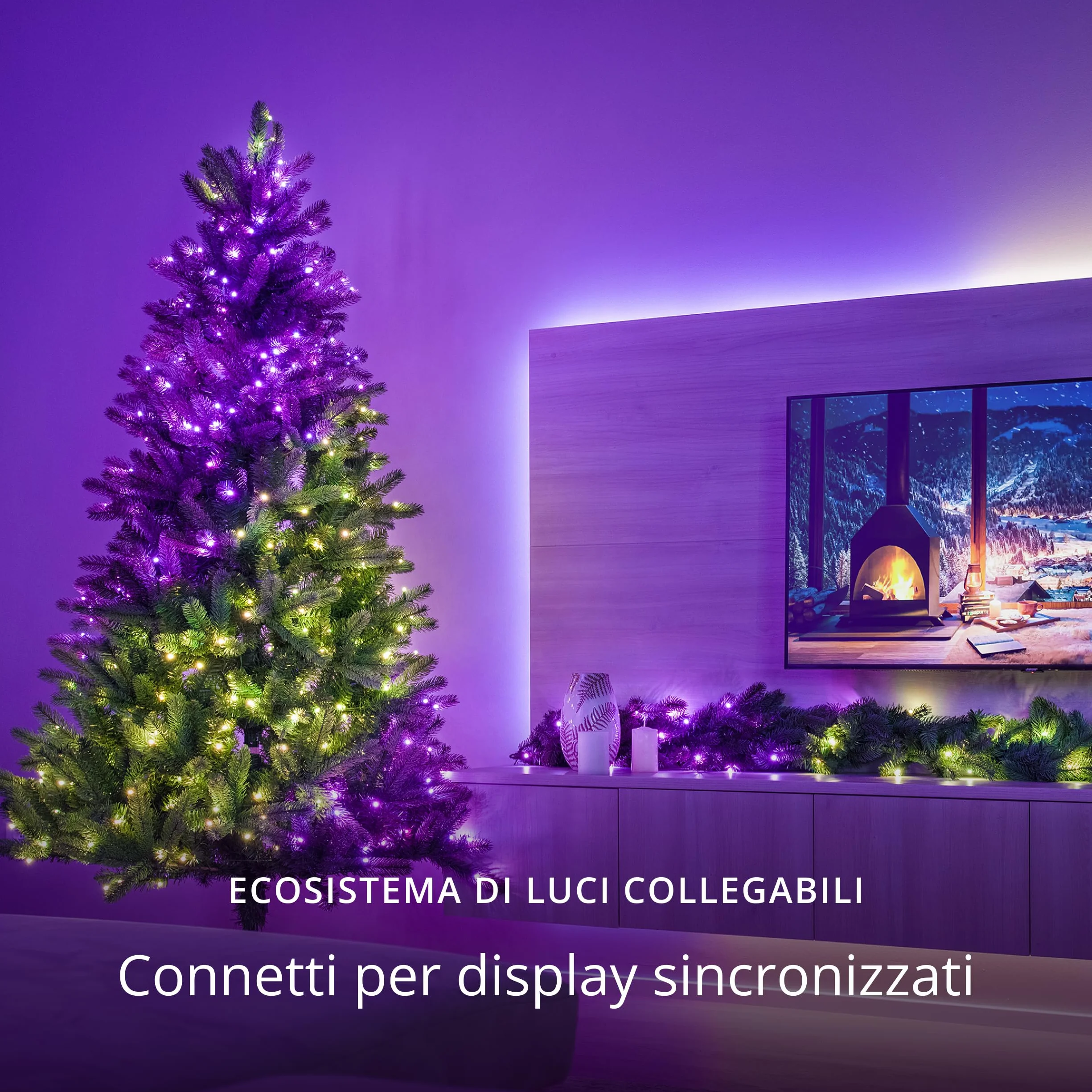 Twinkly Strings 400 LED RGB+Bianco, Striscia di Luci LED per Esterno e Interno, Luci Smart Multicolore, Compatibile con Alexa e Google Home, Luci Mappabili, IP44, Controllo App, Filo Nero, 32m
