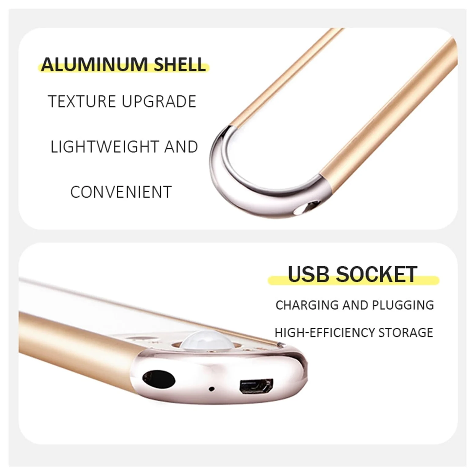 Sensore Di Movimento LED PIR Sotto L'armadio Luce Notturna USB Dimmerabile Wireless Bar Camera Da Letto Lampada Scrivania Lettura Cucina Casa Armadio Decor Rilevatore Di Movimento(A style 210mm)