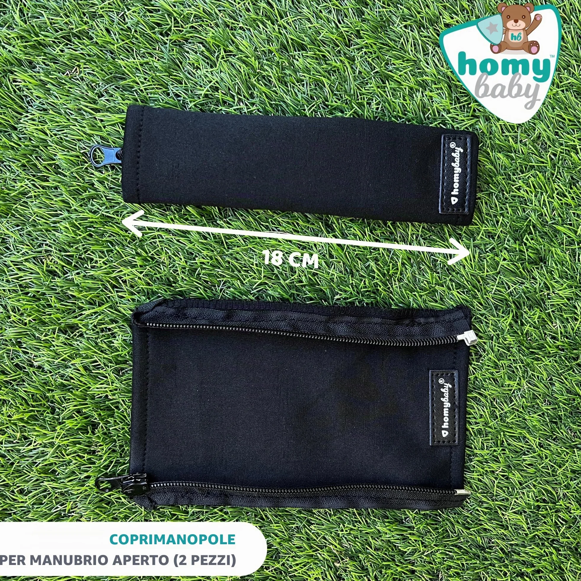 HOMYBABY Copri manubrio universale per passeggino, tessuto lavabile, nero, 2 pezzi