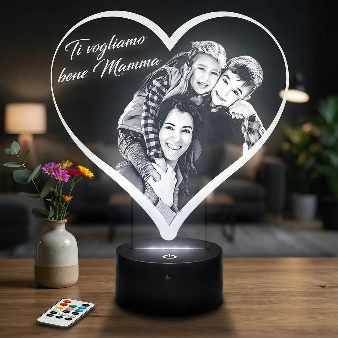 Lampephoto.fr - Lampada fotografica personalizzata a forma di cuore, regalo per la Festa della Mamma, per la mamma, idee regalo personalizzate per donne e coppie, Festa della Madre