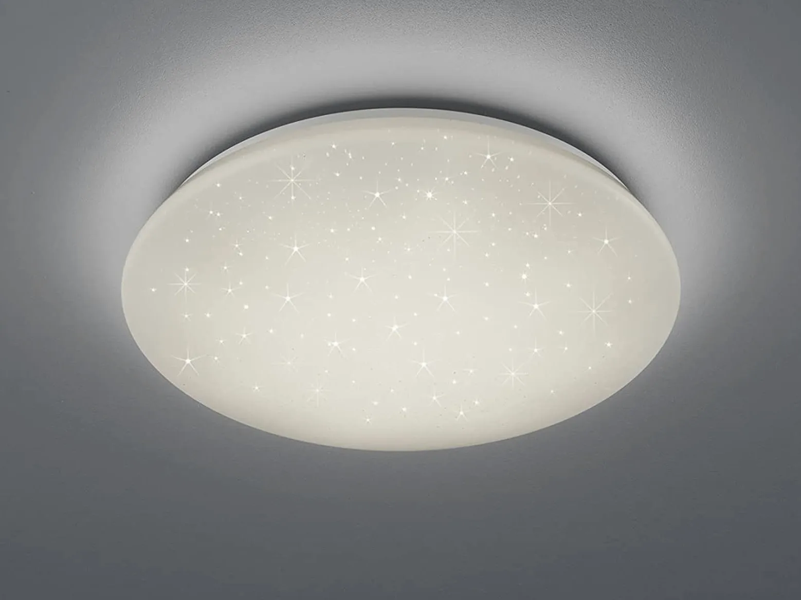 Reality Potz Plafoniera LED, Tonda, Diffusore, IP44, Effetto Cielo Stellato con Dimmer a Scatto Diametro 50 cm, Integrata, 21 watts, Bianco