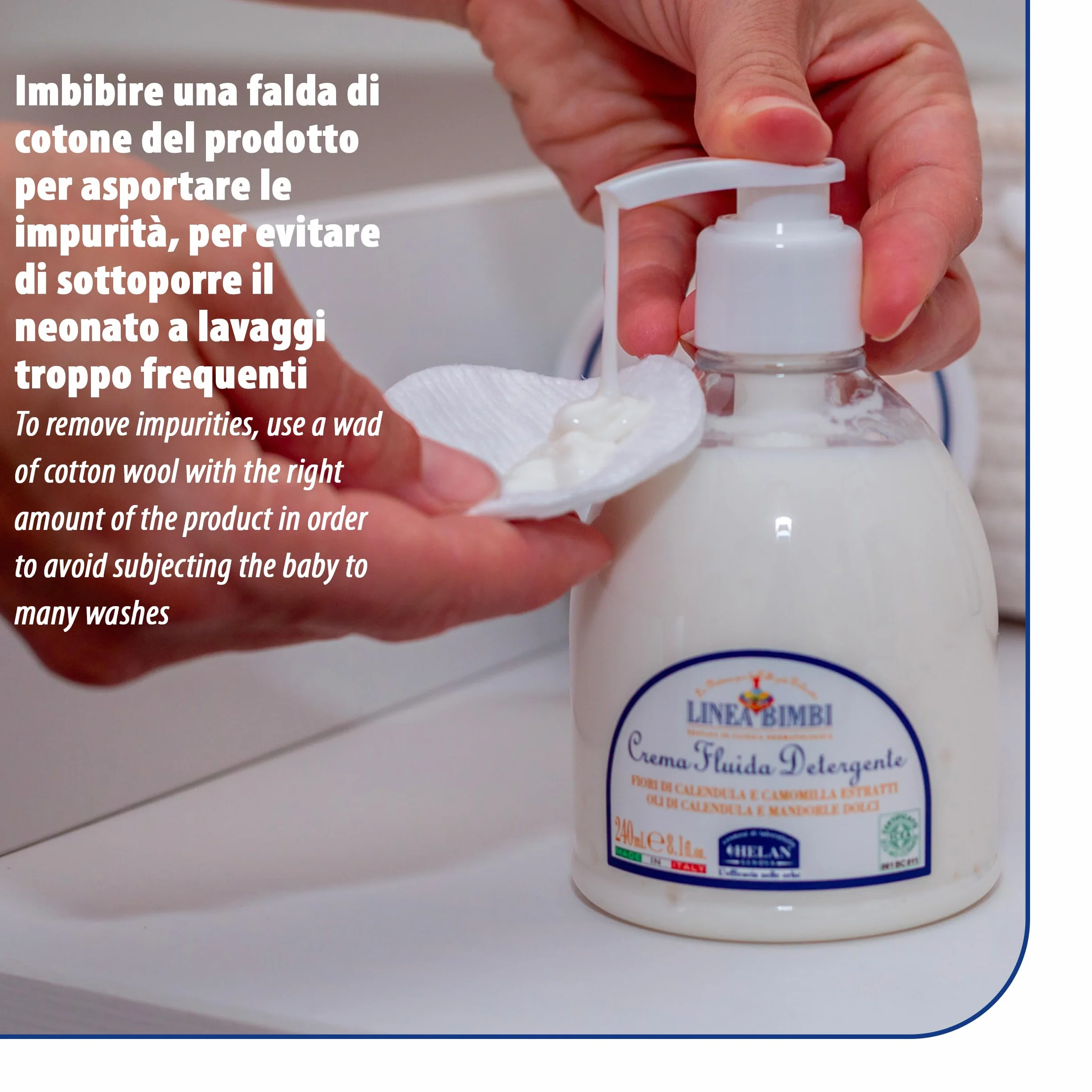 Helan Linea Bimbi Crema Corpo Idratante Neonato Bambino Detergente Camomilla Olio di Mandorle Dolci Calendula 240ml