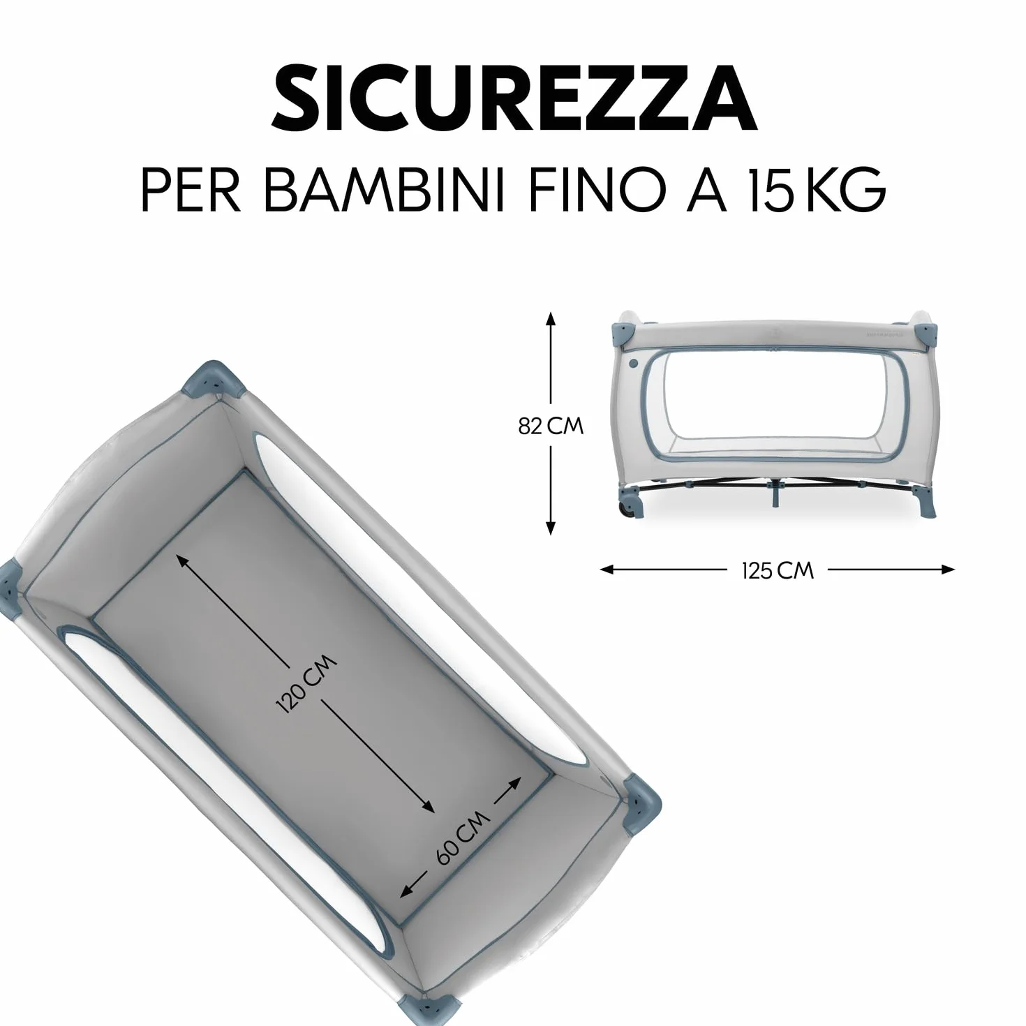 Hauck Sleep N Play Go Plus Łóżeczko Składane 120x60 do 15kg z Kołami - Dusty Blue