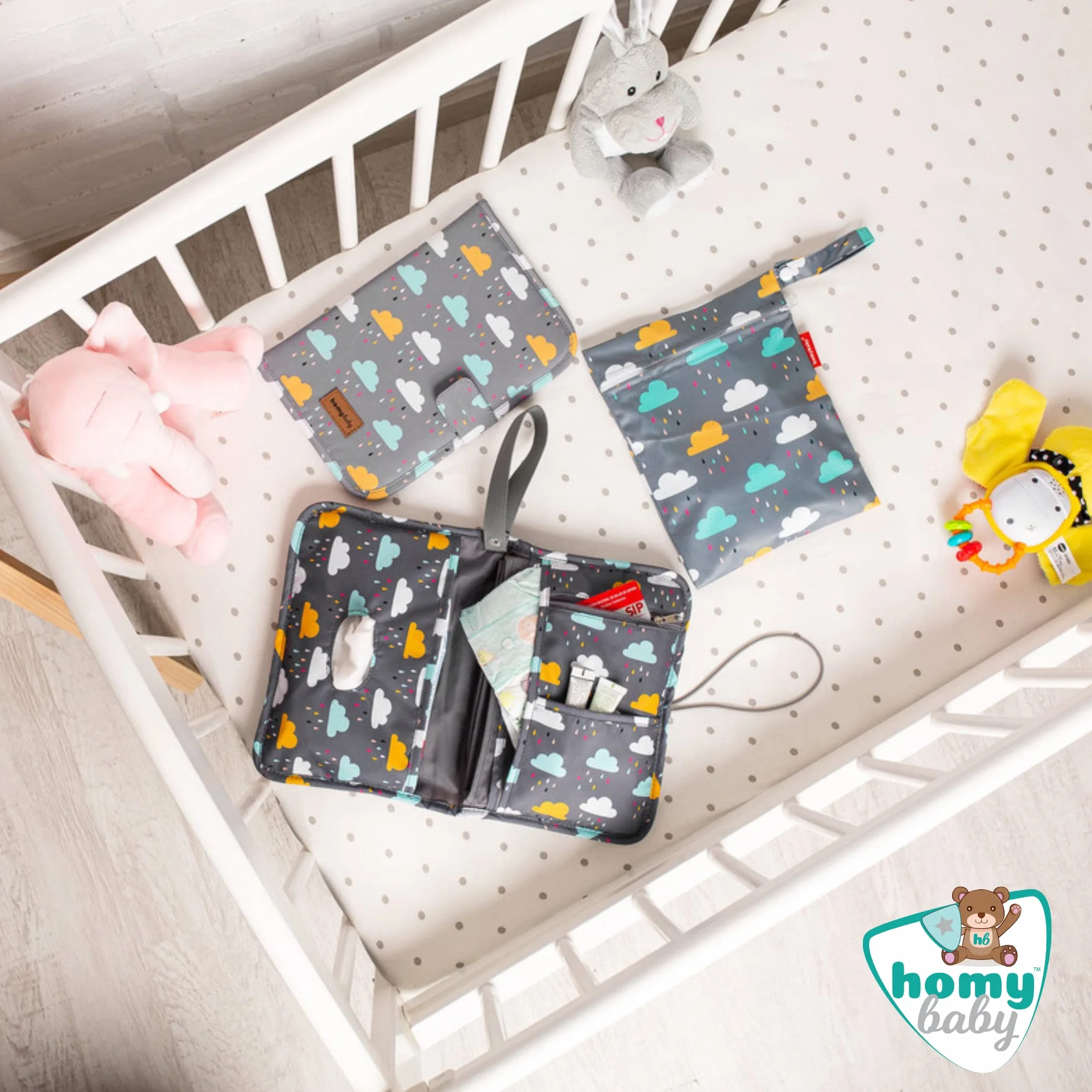 HOMYBABY Fasciatoio portatile impermeabile pieghevole borsa da viaggio con tasche compatto