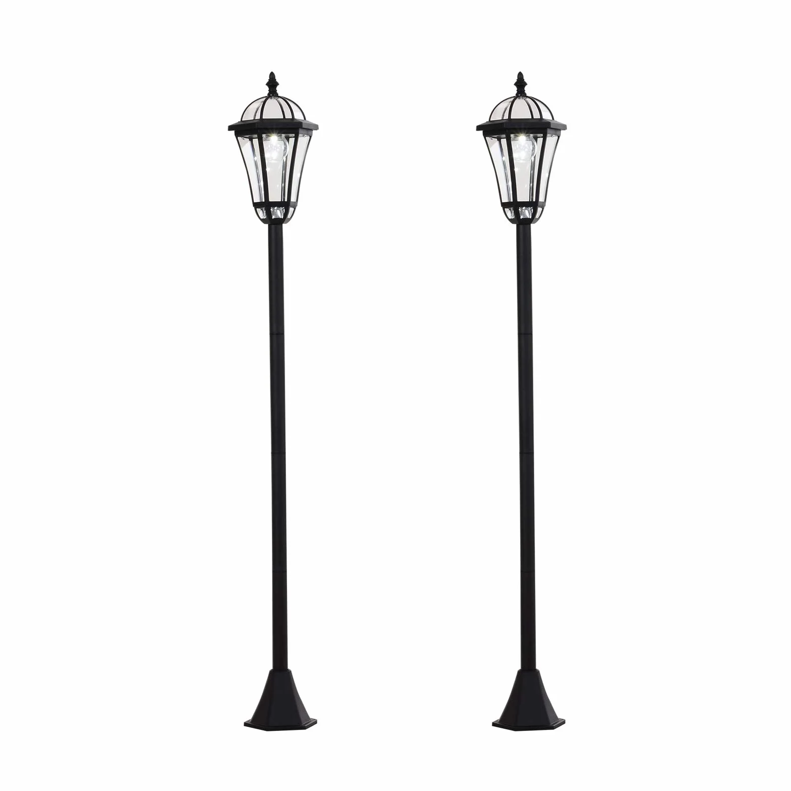Outsunny Set 2 Lampioni Solari da Giardino, Luci da Esterno Solari con 2 LED, Accensione Automatica e Durata 6 Ore, Nero