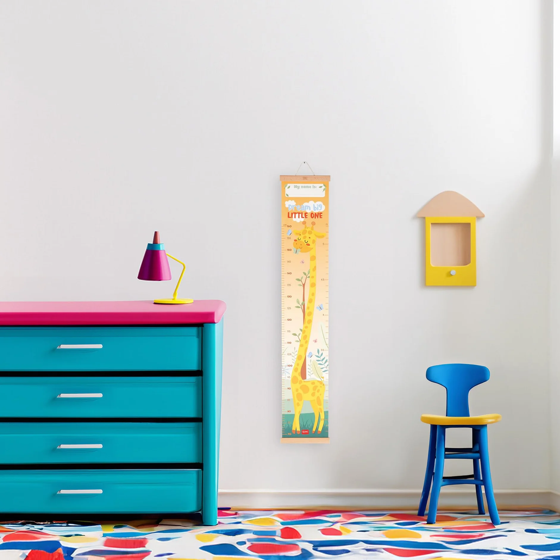 Legami Metro da Parete Dream Big Little One per Altezza Bambini 160 cm 41 Stickers Inclusi Listelli Legno Tema Giraffe