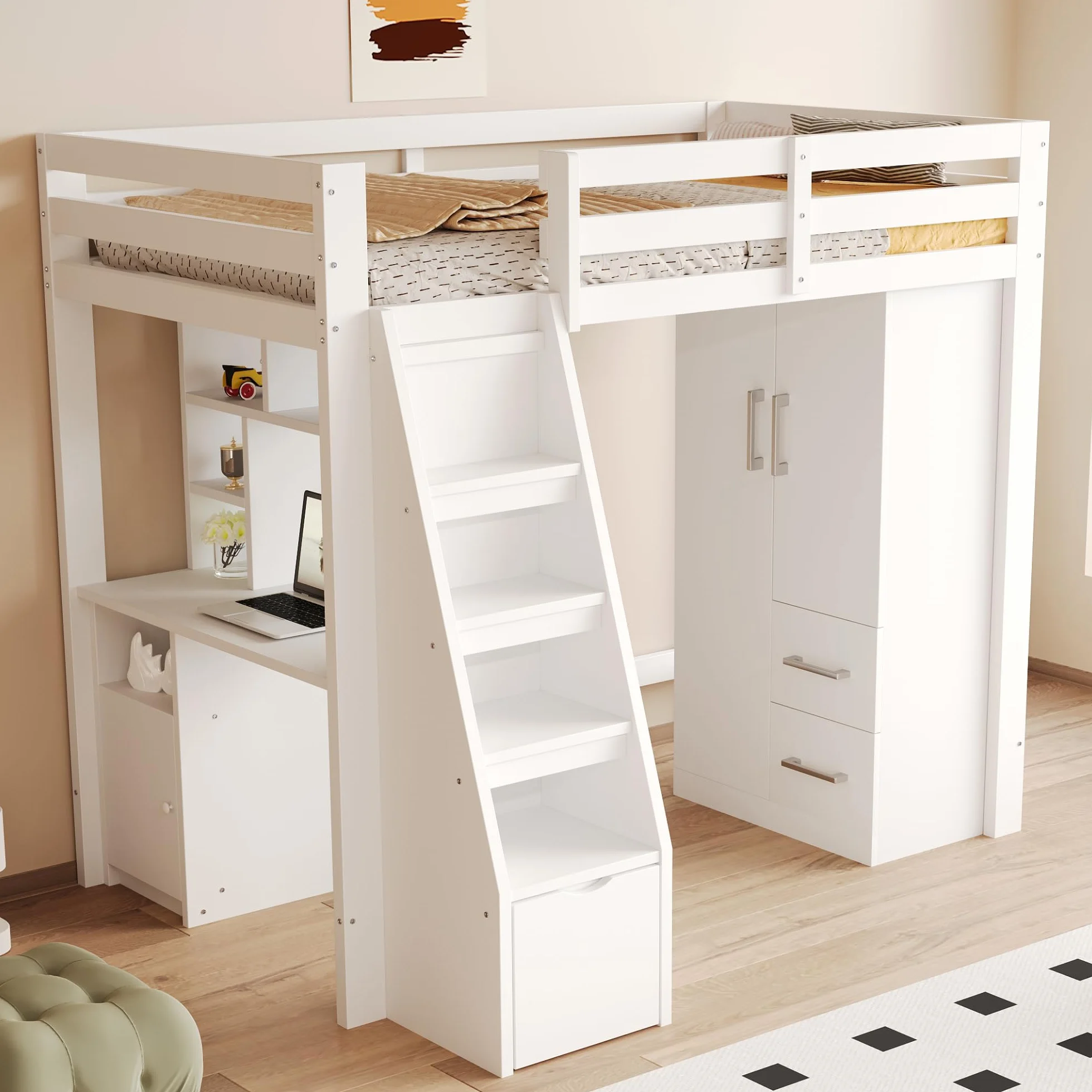 Armadio Bambini 2 Ante Legno 70x40x135 cm Bianco