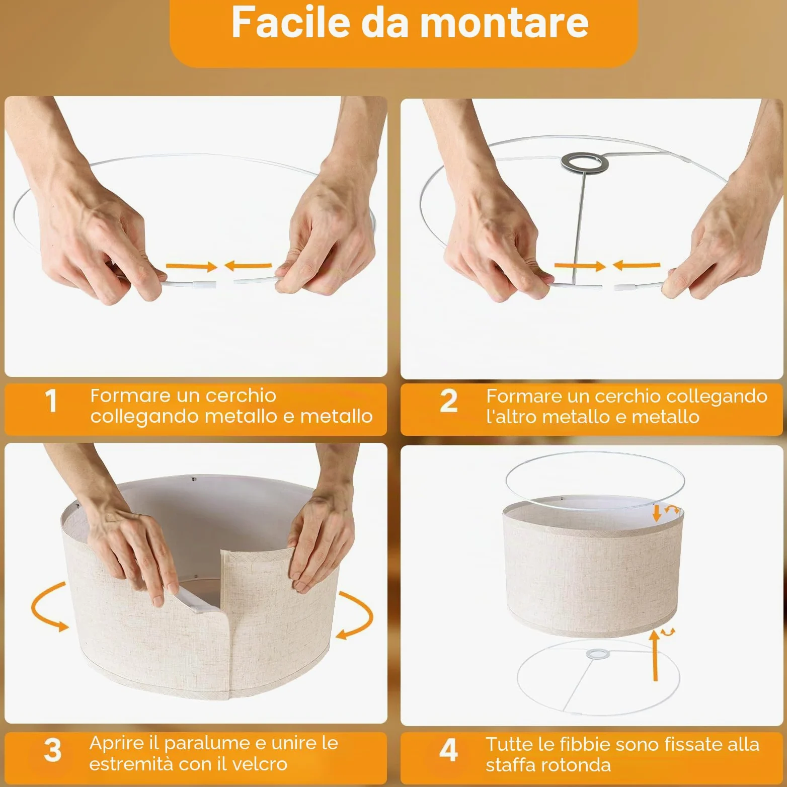 OUTON Beige Grande Paralume per Lampade da Terra, 44,5cm Alto x 44,5cm | Basso x 25,4cm Altezza, Facile da Montare, Paralumi a Forma di Tamburo in Lino per Lampade da Tavolo e Lampade da Comodino