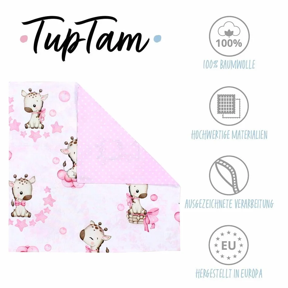 TupTam Federa per Cuscino per Bambini Set di 2 80x80 cm Giraffa puntini rosa
