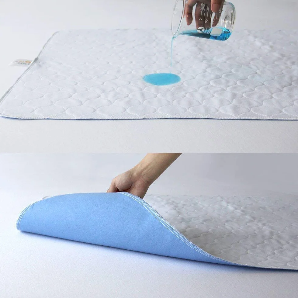 Bedecor Traverse Letto Anziani Lavabili 86x132 cm Impermeabile Assorbente 4 Strati Telo Letto Singolo Matrimoniale Blu