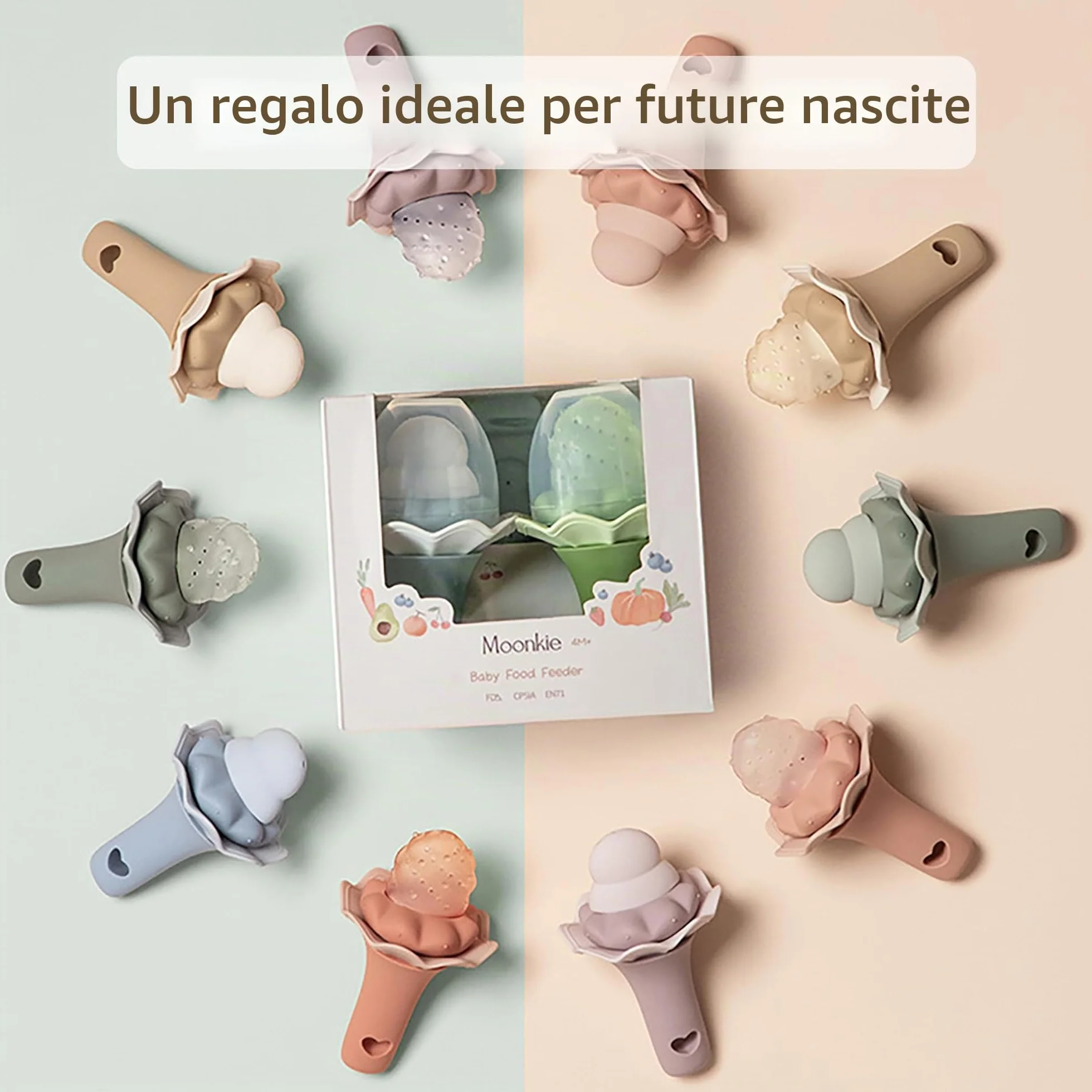 Moonkie succhietto per bambini con vassoio per congelatore, silicone senza BPA, 1 pezzo