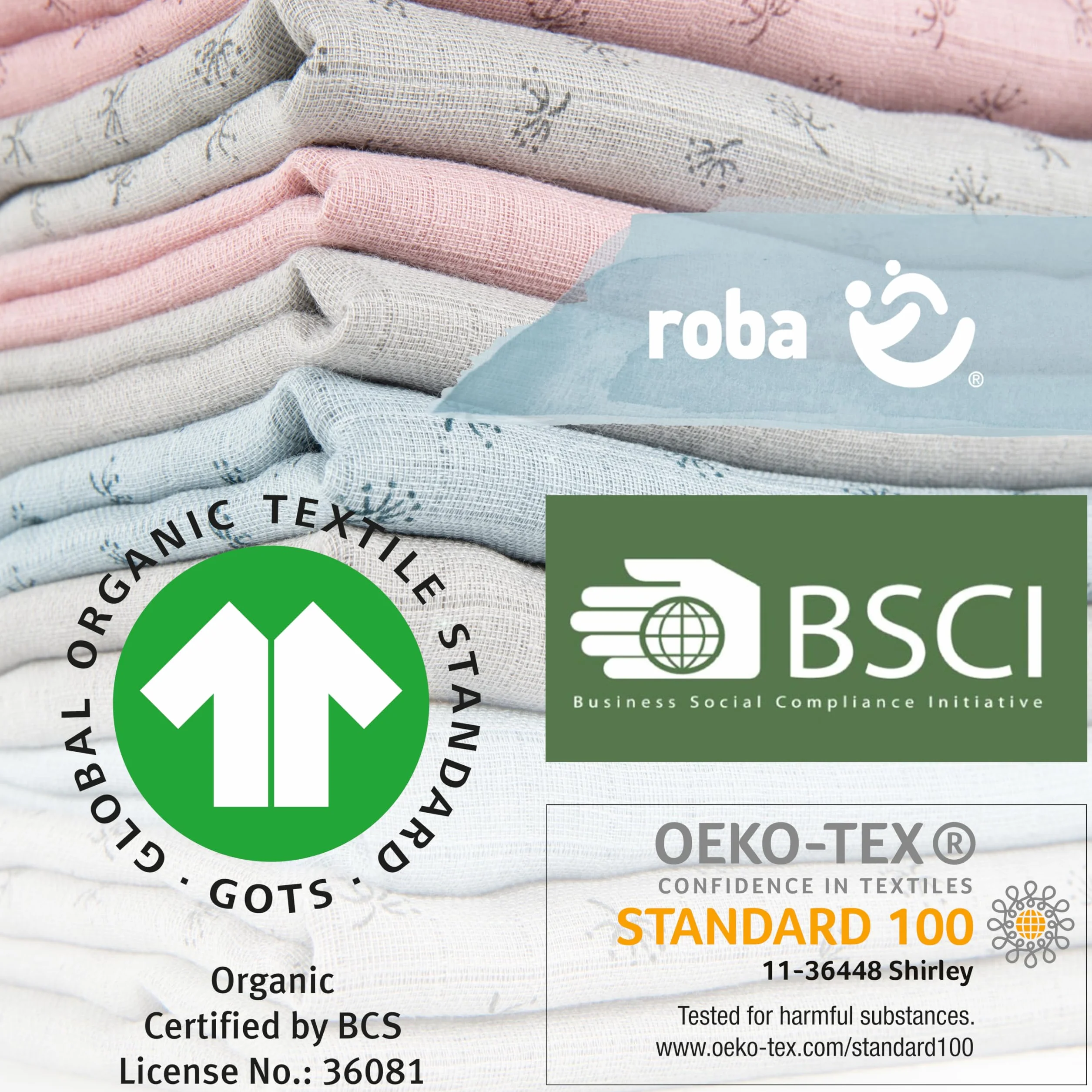 roba Set 3 Lenzuolini Bio Lil Planet - Mussola Cotone Biologico GOTS 80x80 cm Traspirante Idrorepellente Lavabile Verde