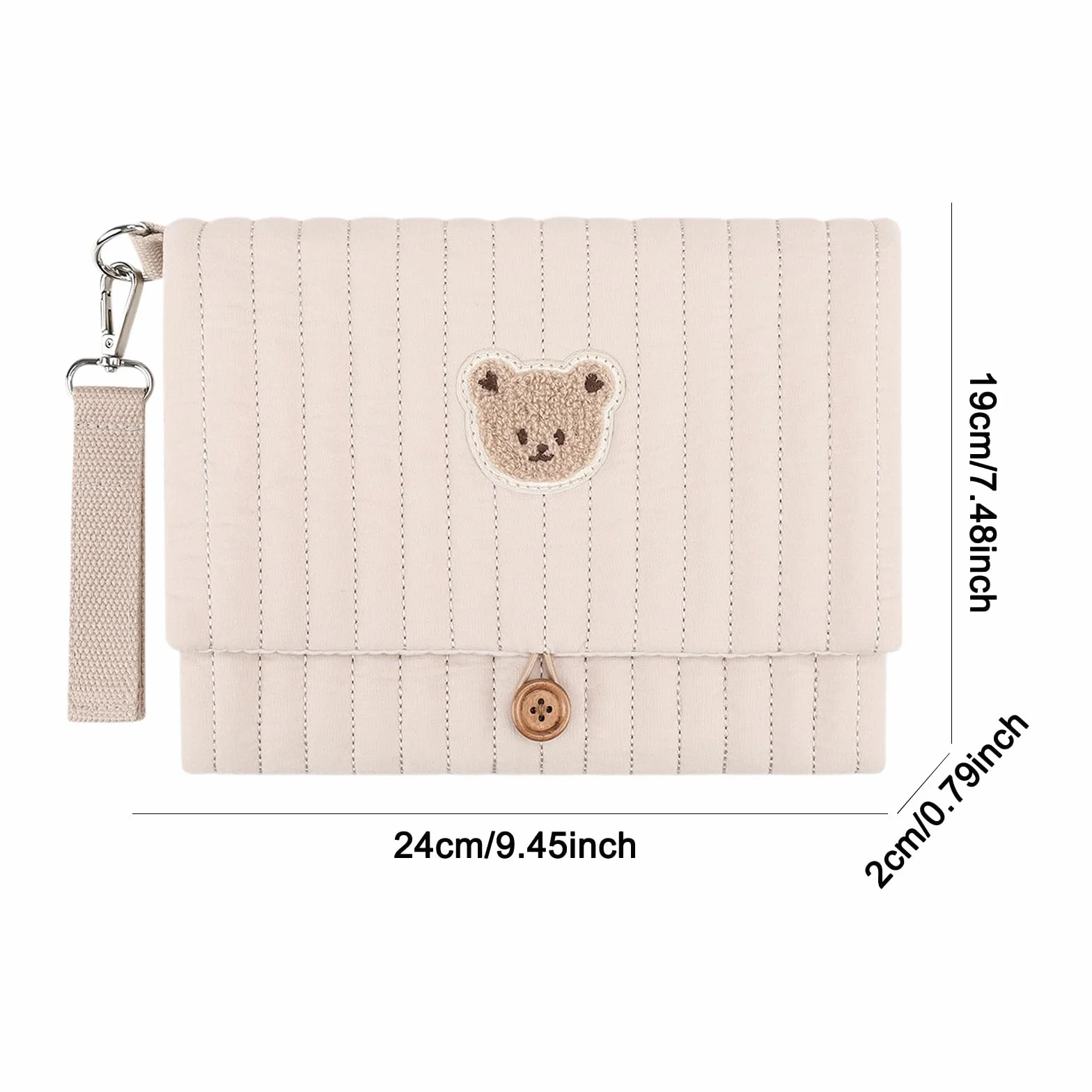 Simpatico Borsa per pannolini con orsetto ricamato, tasche multiple, organizer per passeggino