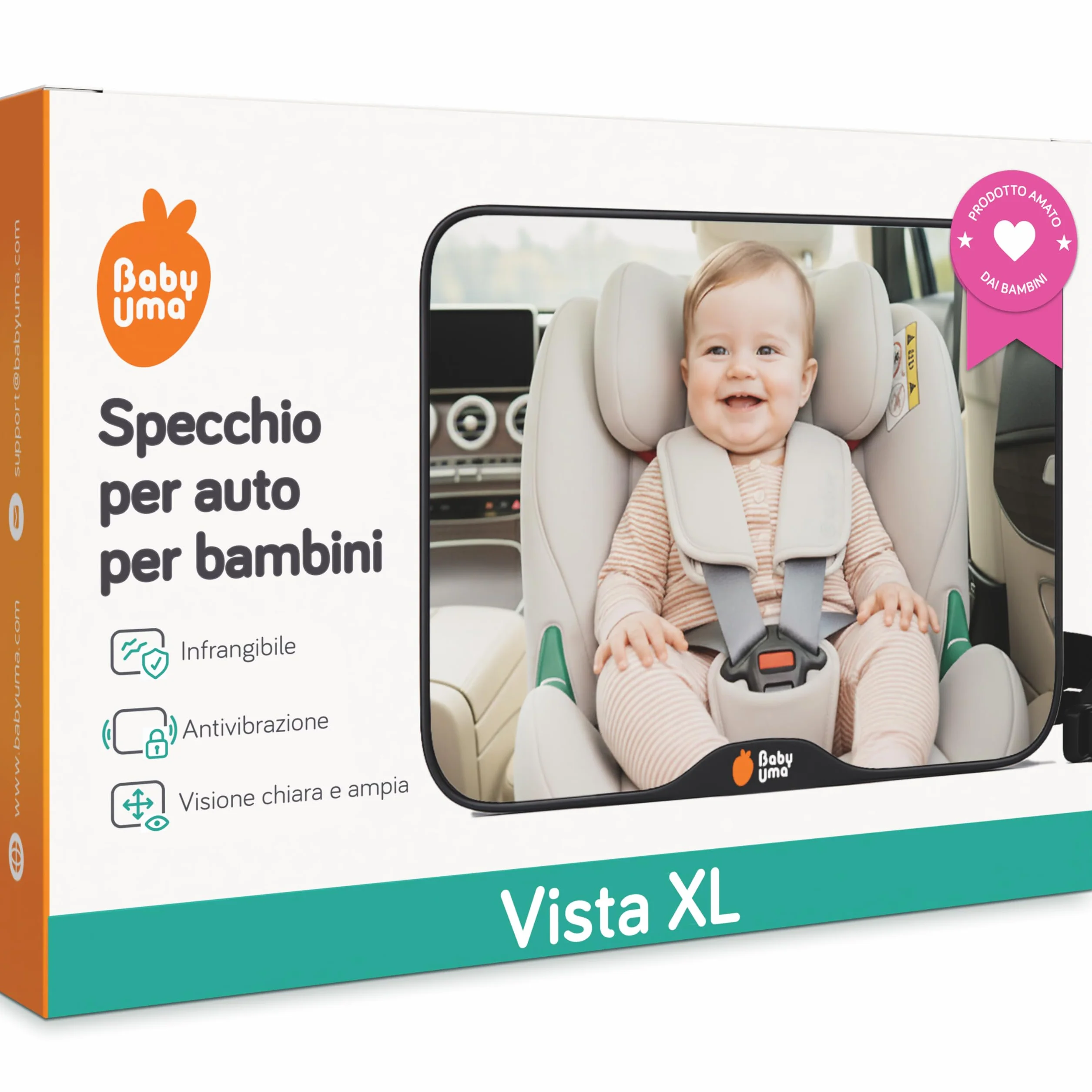 Specchietto Retrovisore Auto Infrangibile Bambini Baby Uma 24 x 16 cm