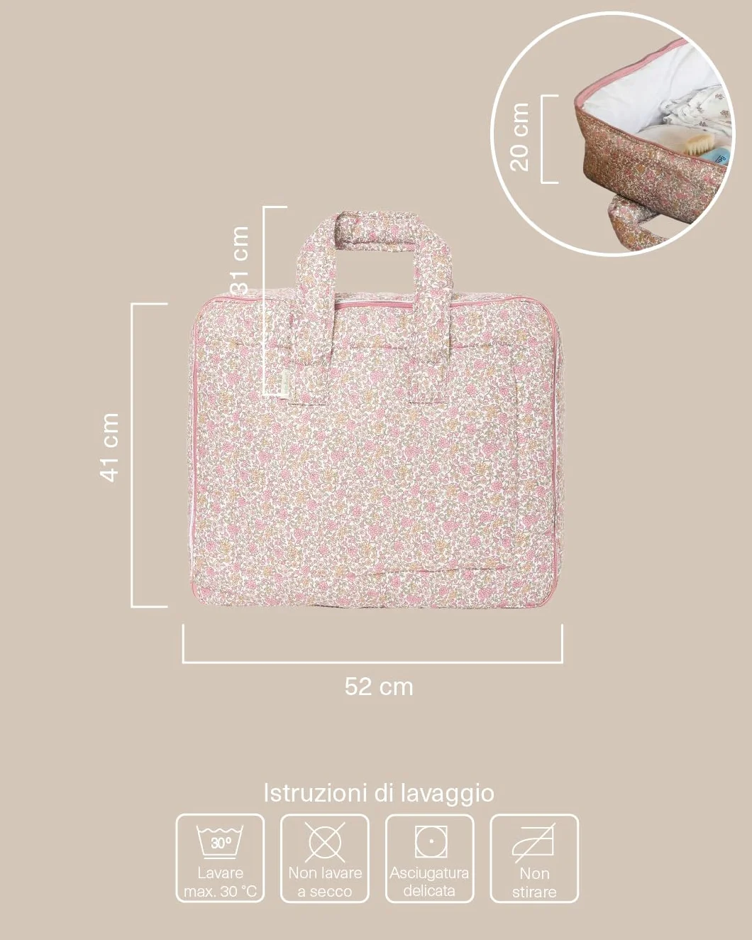 Molis&co Valigia da viaggio per bambini 45x35 cm cotone borsa maternità ospedale