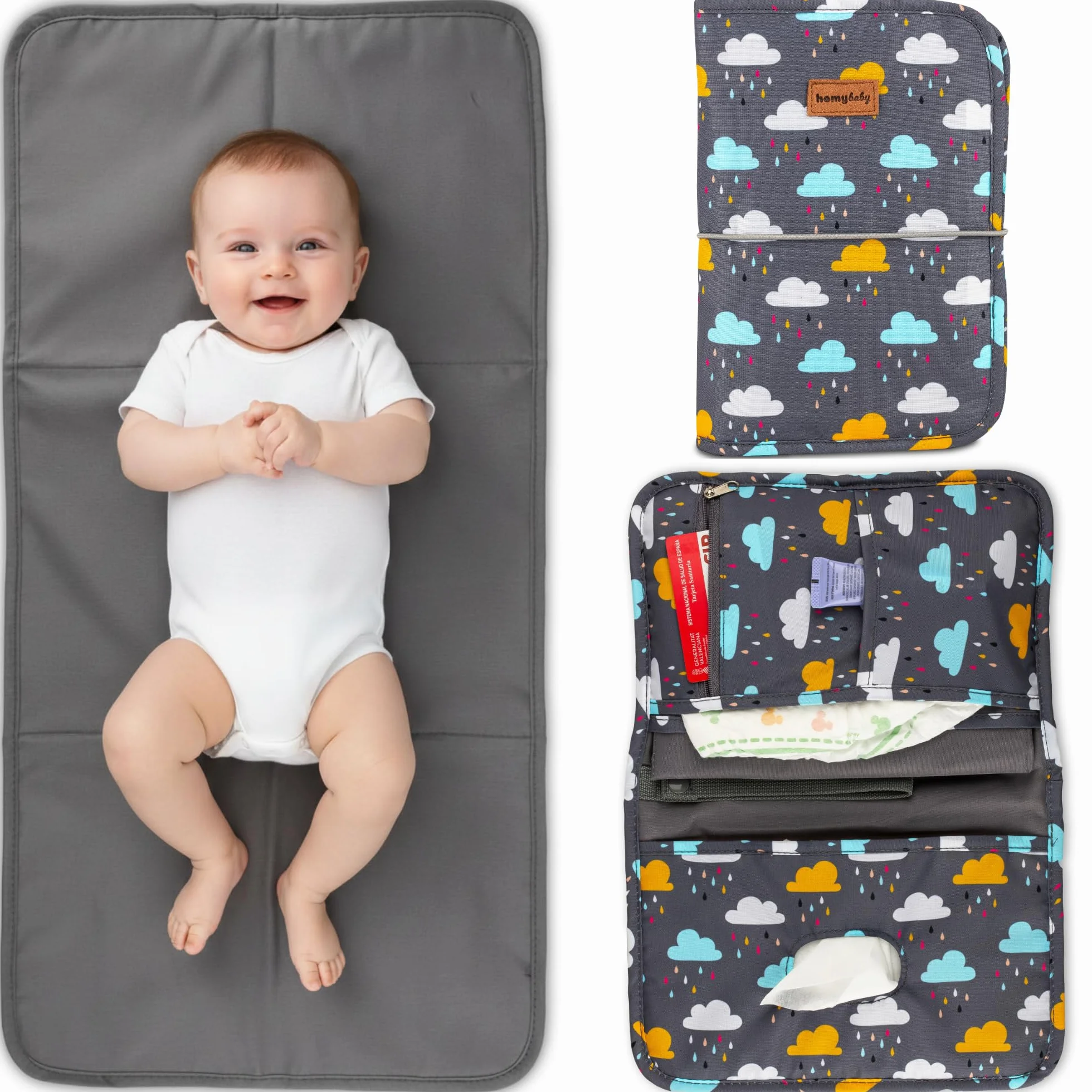HOMYBABY Fasciatoio portatile impermeabile pieghevole borsa da viaggio con tasche compatto